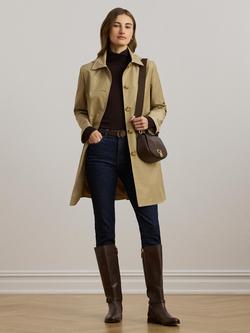 Lauren Ralph Lauren Water Repellent Hooded Balmacaan Coat, Birch Tan, Birch Tan