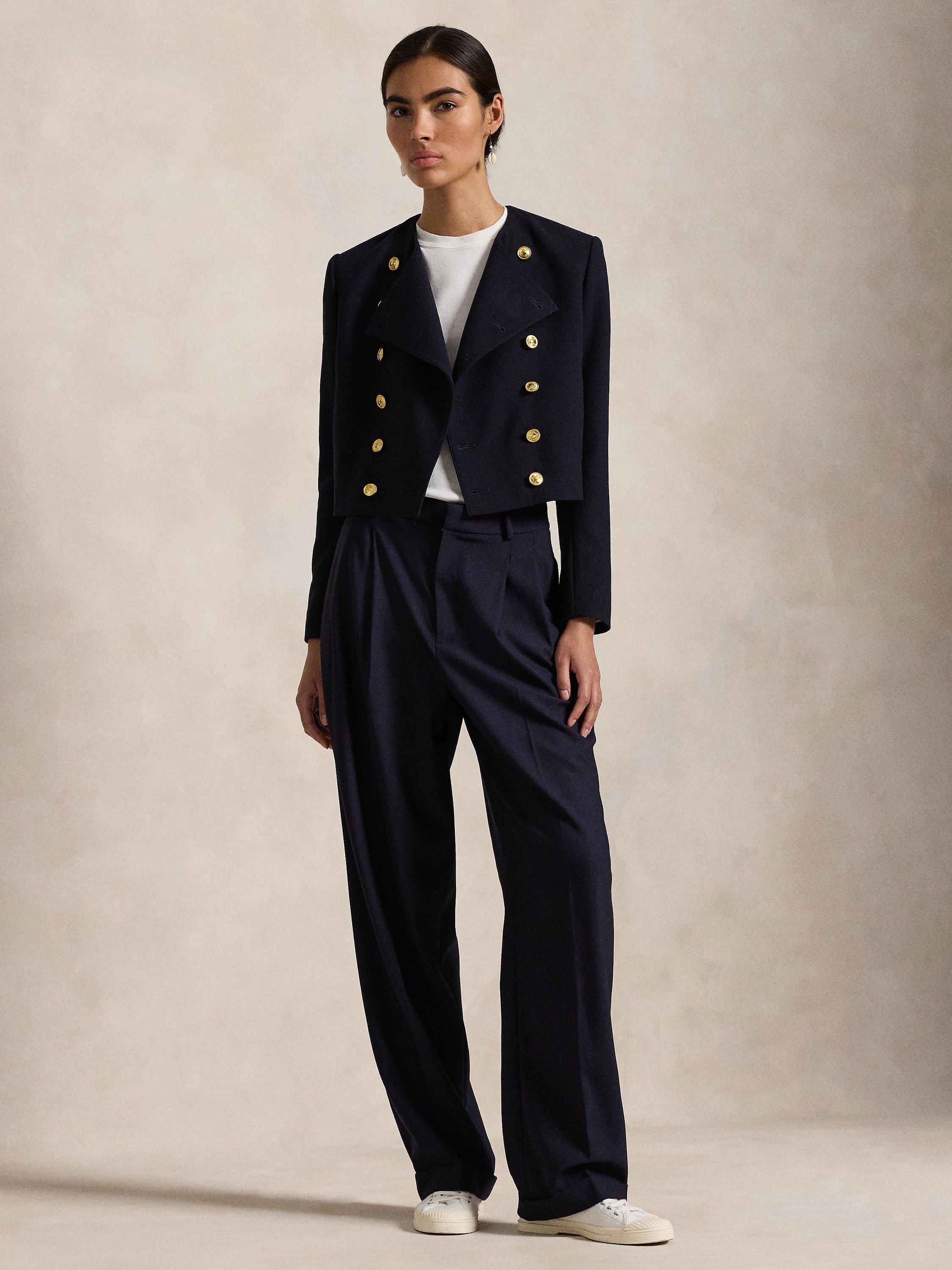 Polo Ralph Lauren Wool Crepe Double Breasted Jacket, Worth Navy