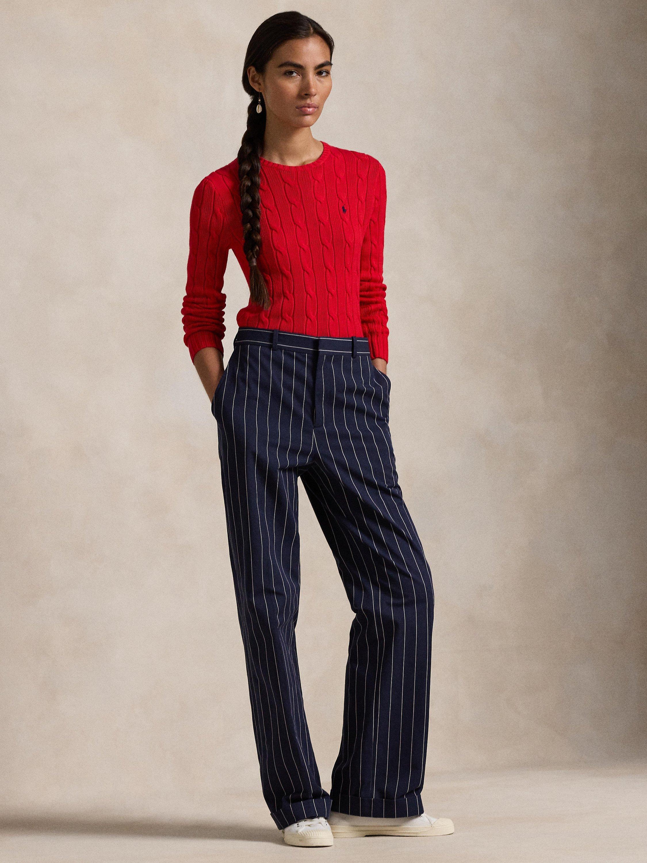 Polo Ralph Lauren Julianna Cable Knit Jumper, Pandora Red