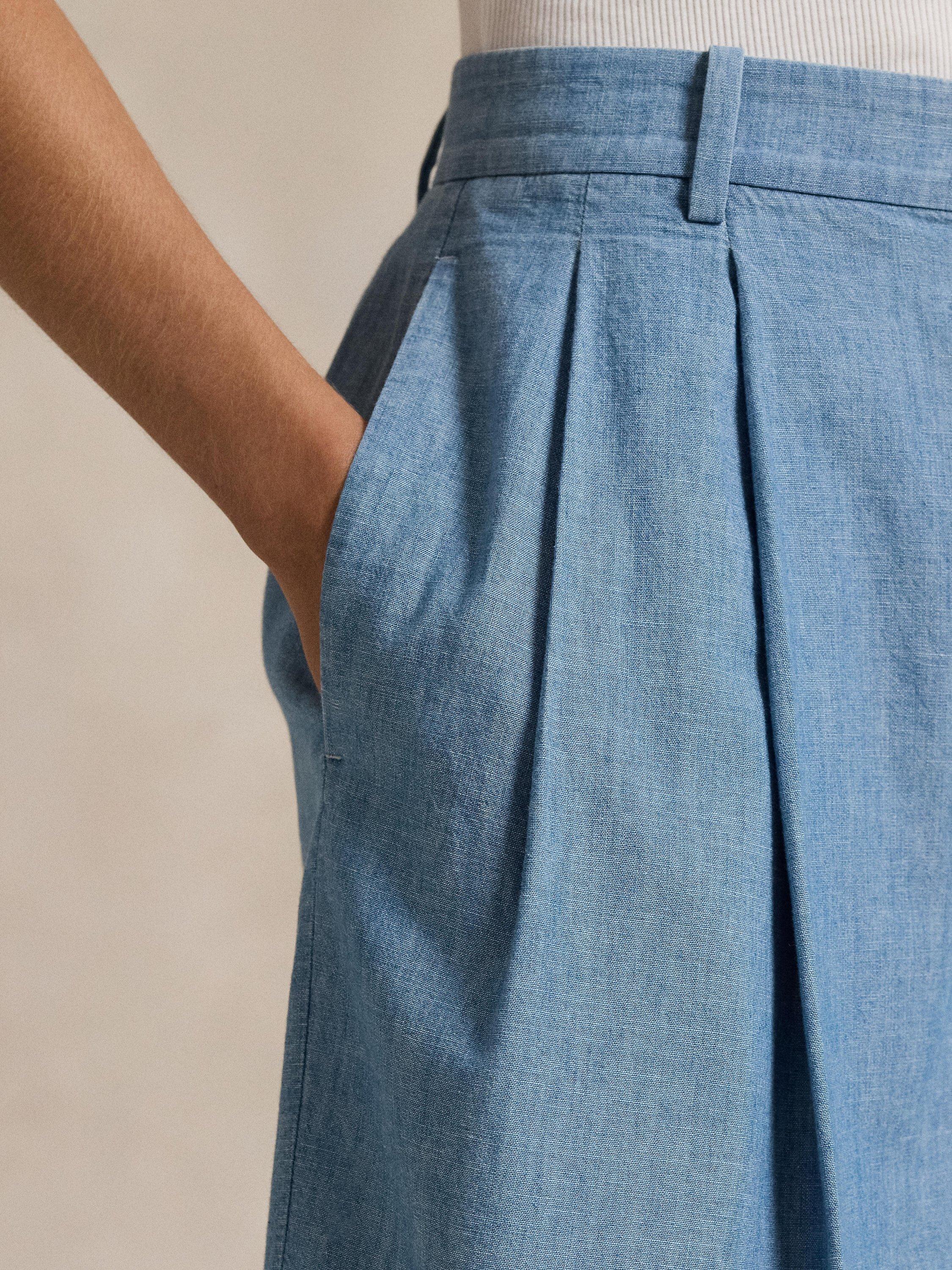 Product image 4 of 5, which shows Polo Ralph Lauren Pleated Cotton Shorts, Chambray, 12
