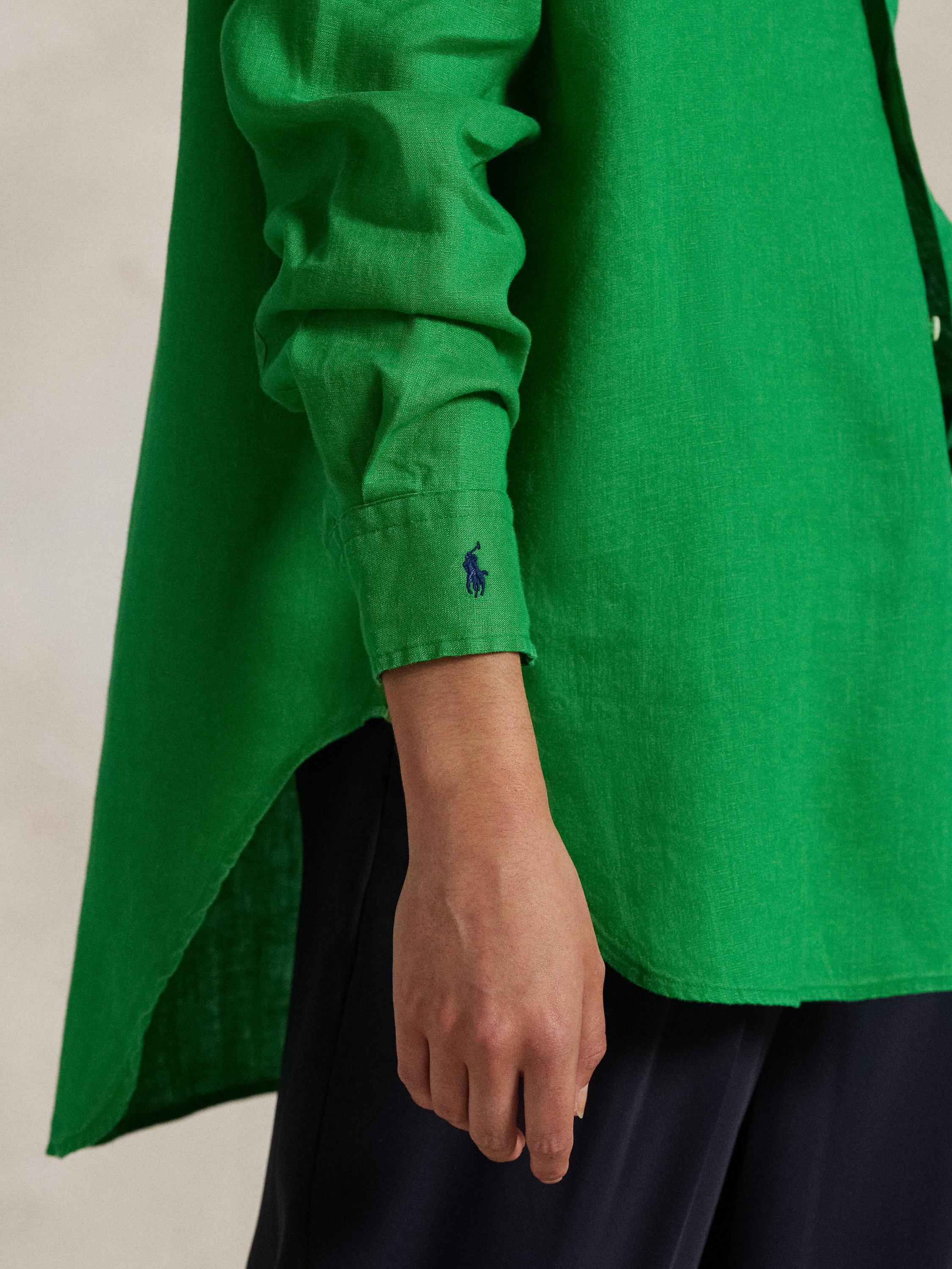 Product image 3 of 4, which shows Polo Ralph Lauren Long Sleeve Linen Shirt, Green, XS