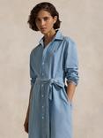Polo Ralph Lauren Cory Cotton Midi Shirt Dress, Blue