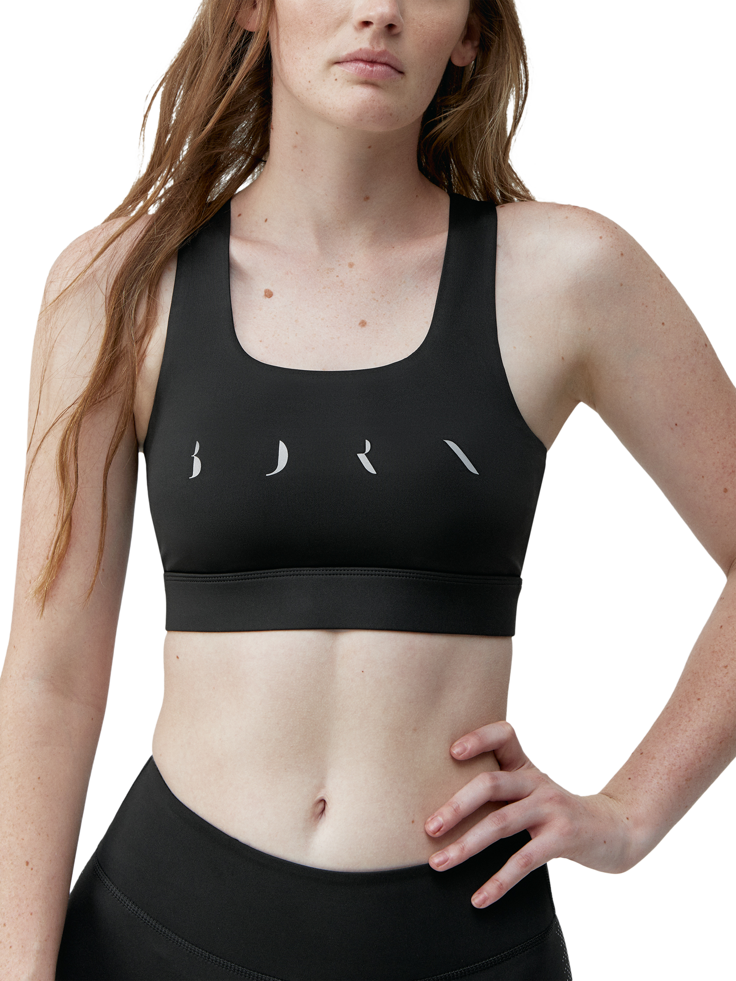 Product image 1 of 5, which shows Born Living Yoga Night Sports Bra, Black, L