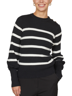 Sisters Point Hani Stripe Jumper, Black/Cream