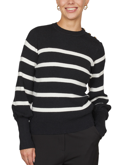 Sisters Point Hani Stripe Jumper, Black/Cream