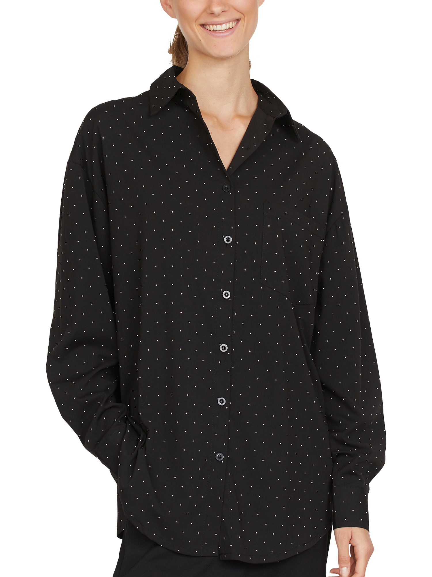 Sisters Point Gilma Rhinestone Shirt, Black/Stone