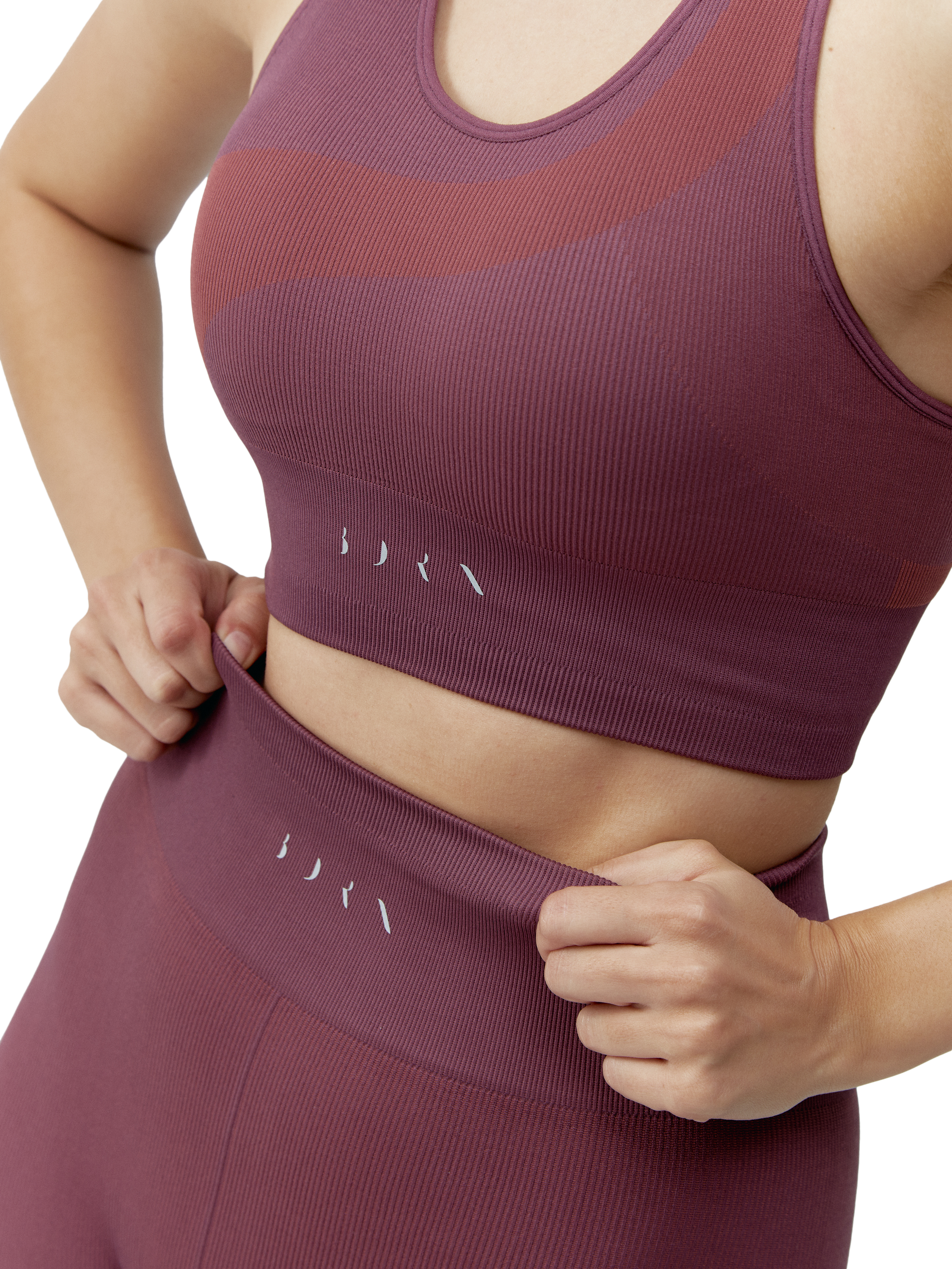 Product image 3 of 6, which shows Born Living Yoga Aila Sports Bra, Beet Plant, S