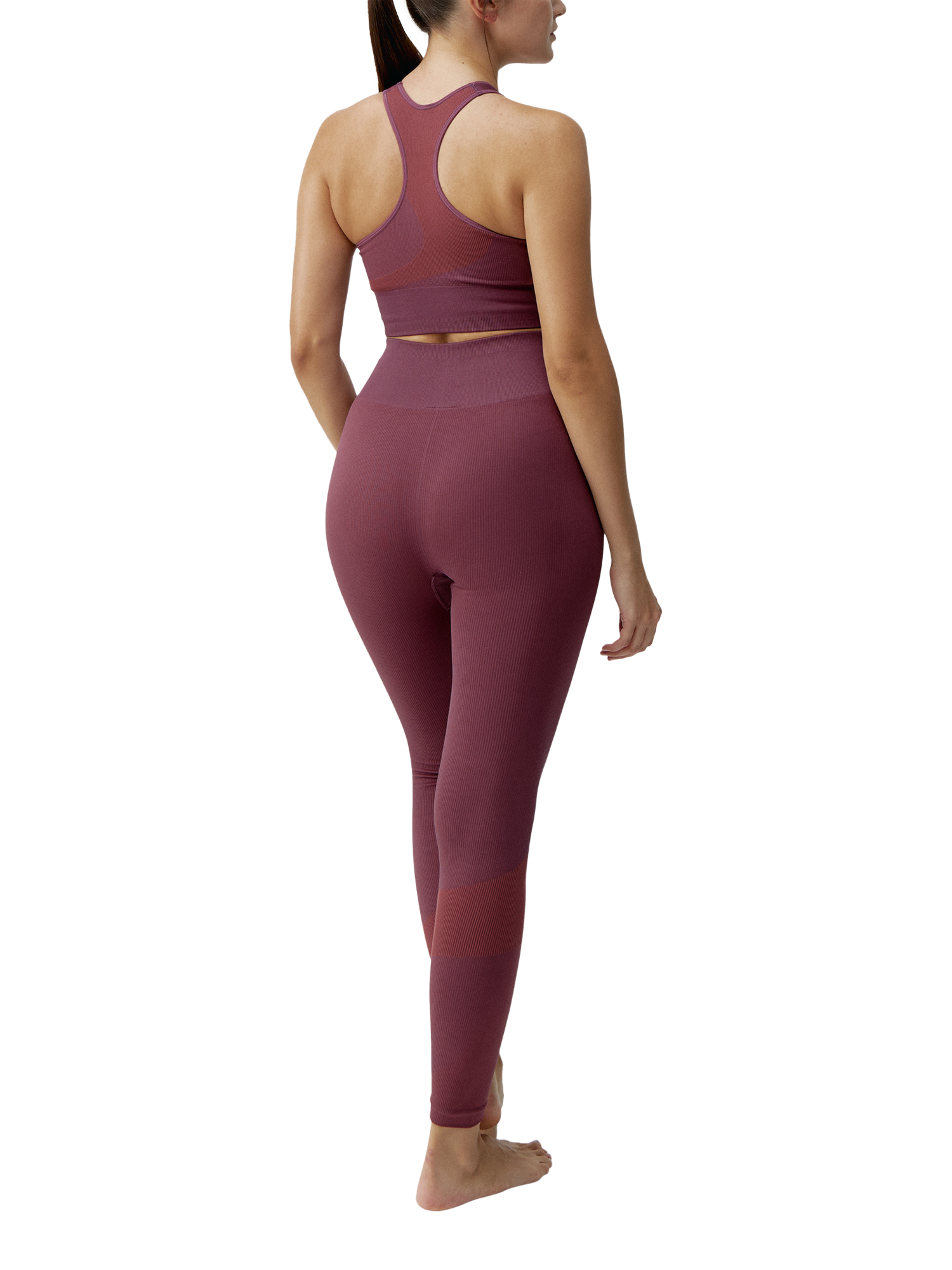 Product image 6 of 6, which shows Born Living Yoga Aila Sports Bra, Beet Plant, S