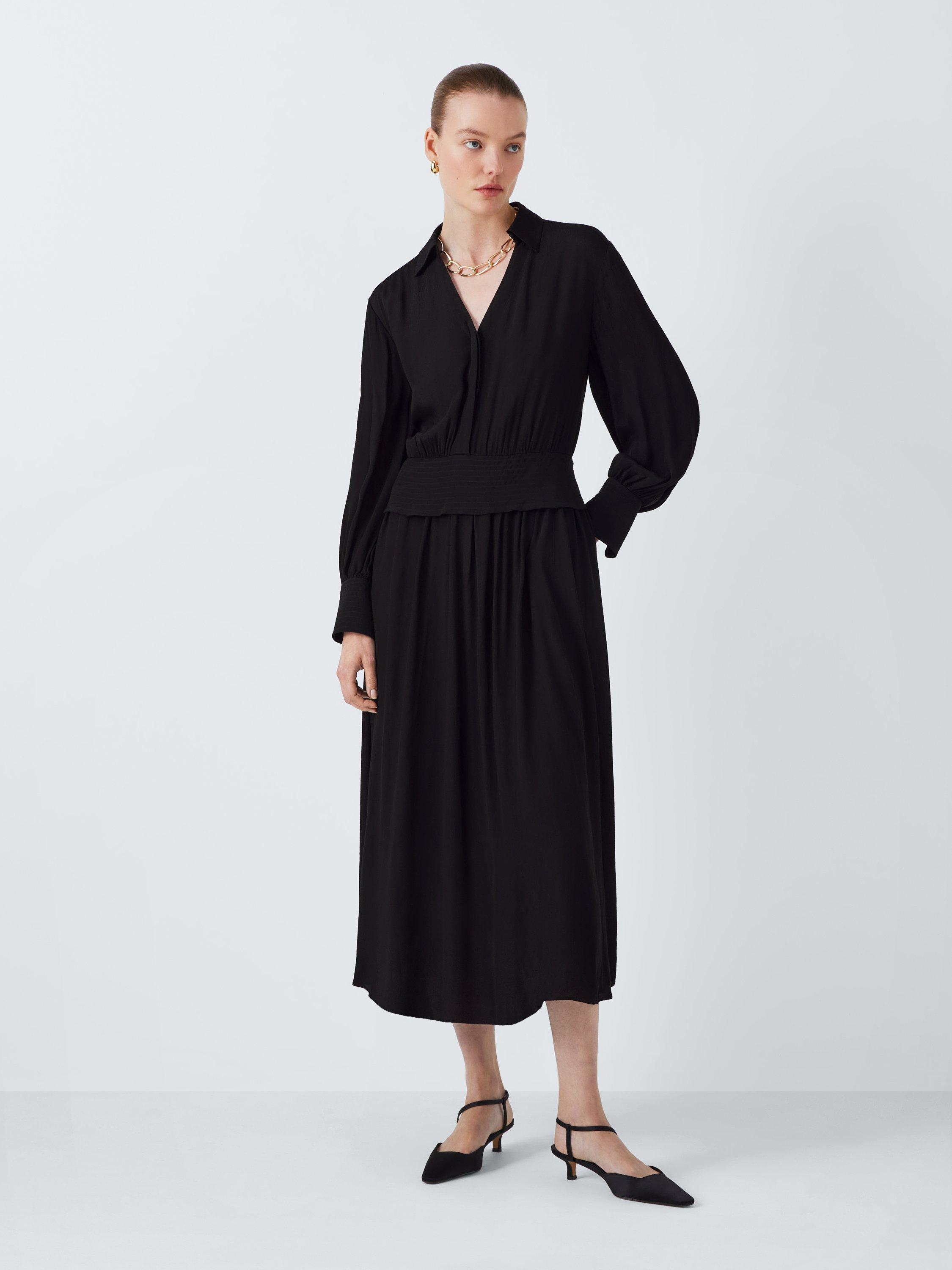 Product image 1 of 7, which shows John Lewis Peplum Waist Midaxi Dress, Black, 8