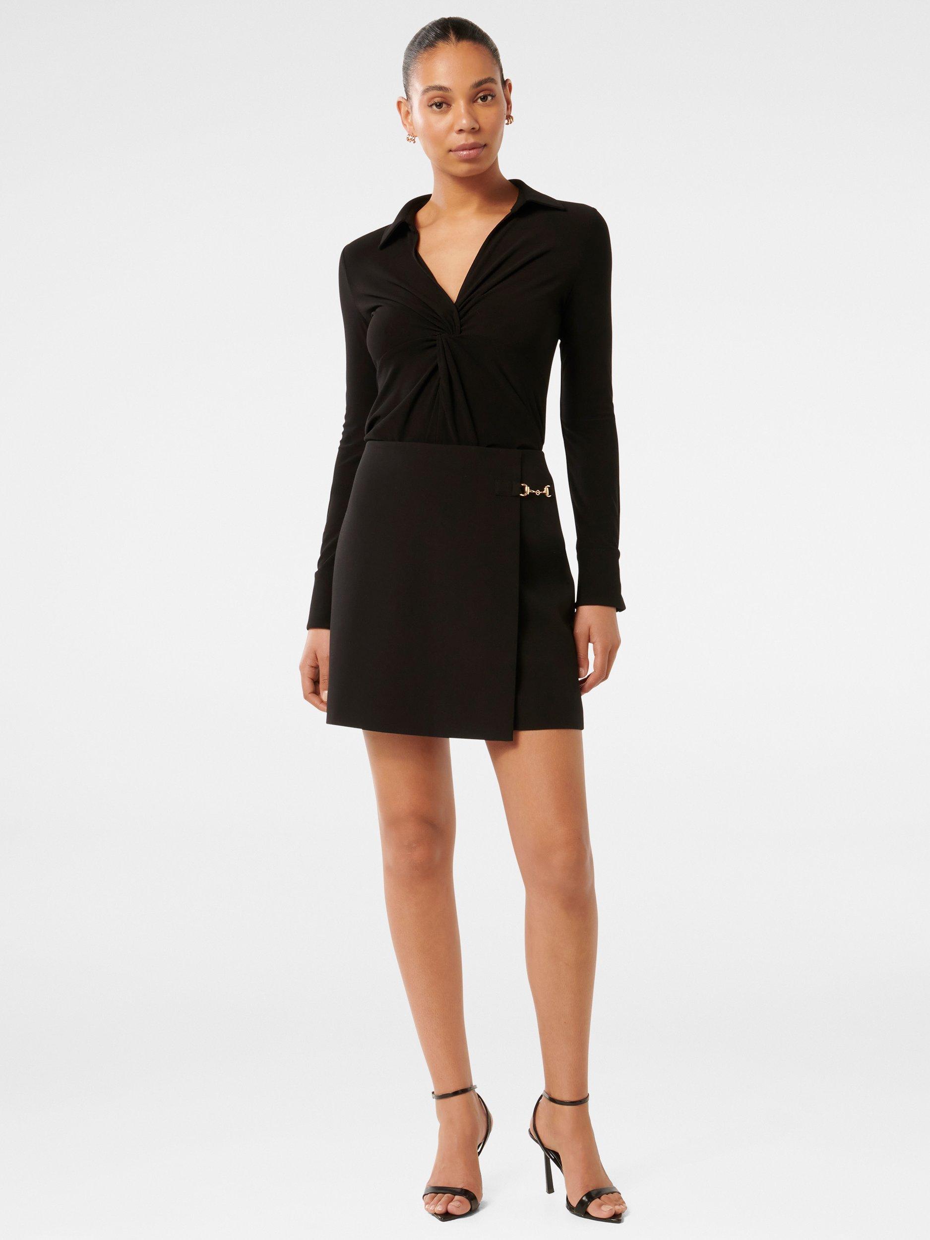Product image 1 of 5, which shows Forever New Emilia Twist Front Crepe Shirt, Black, L