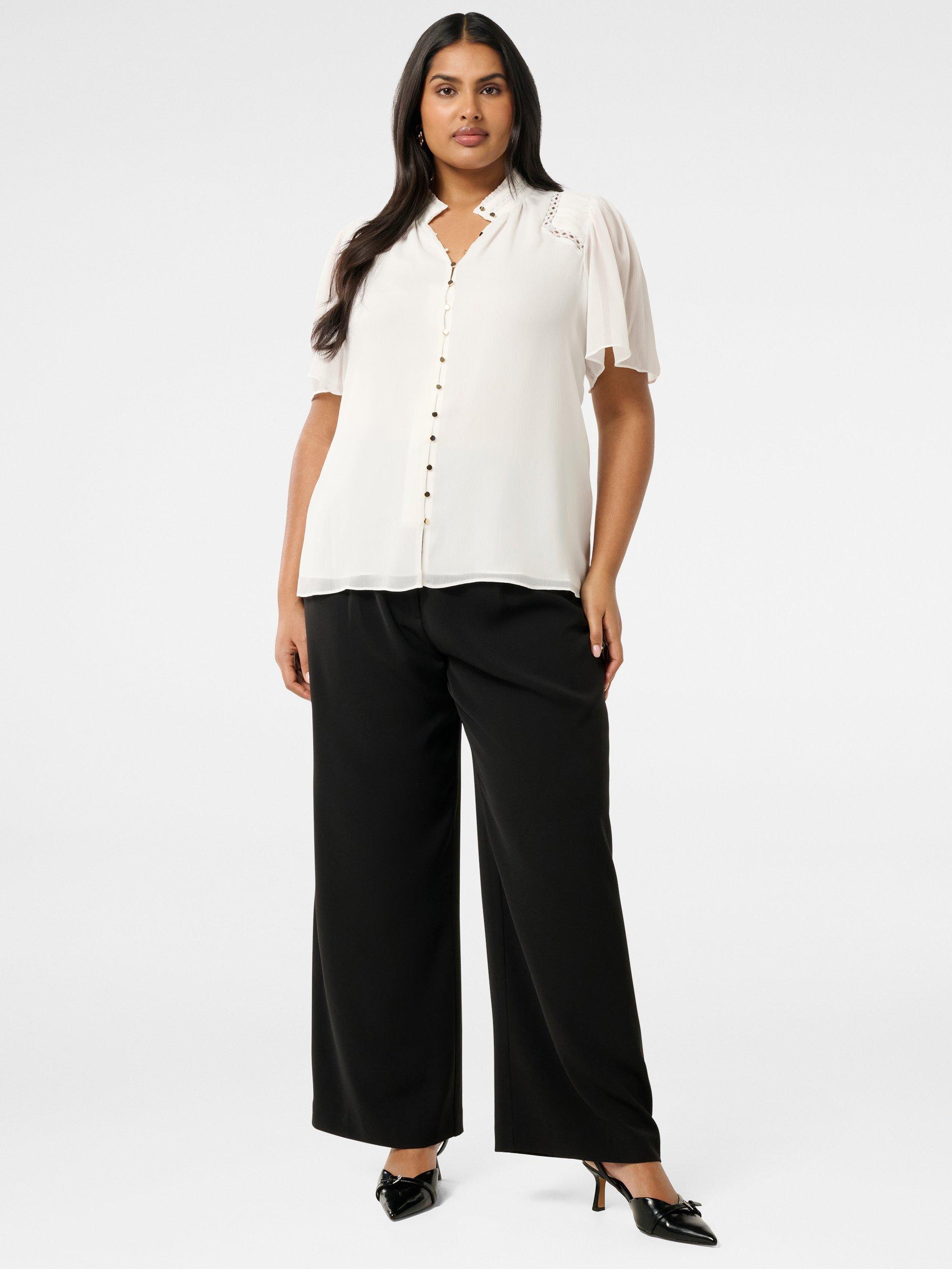 Product image 1 of 5, which shows Forever New Curve Georgie Trim Insert Top, Porcelain, 16