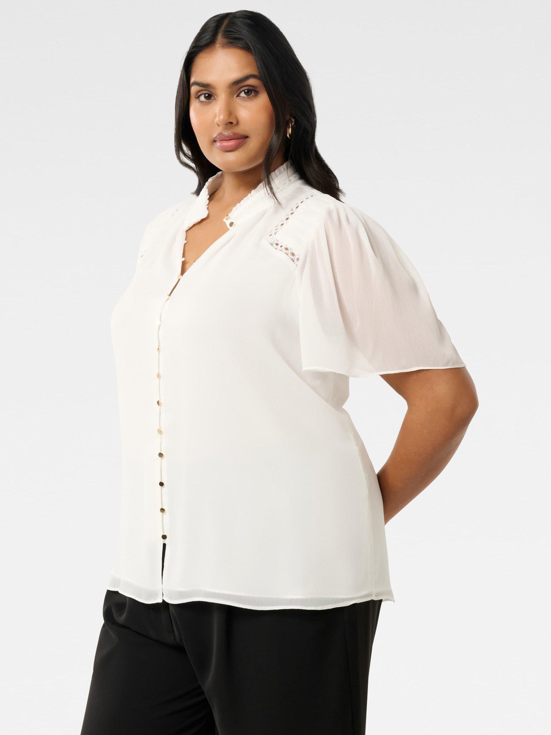 Product image 3 of 5, which shows Forever New Curve Georgie Trim Insert Top, Porcelain, 16