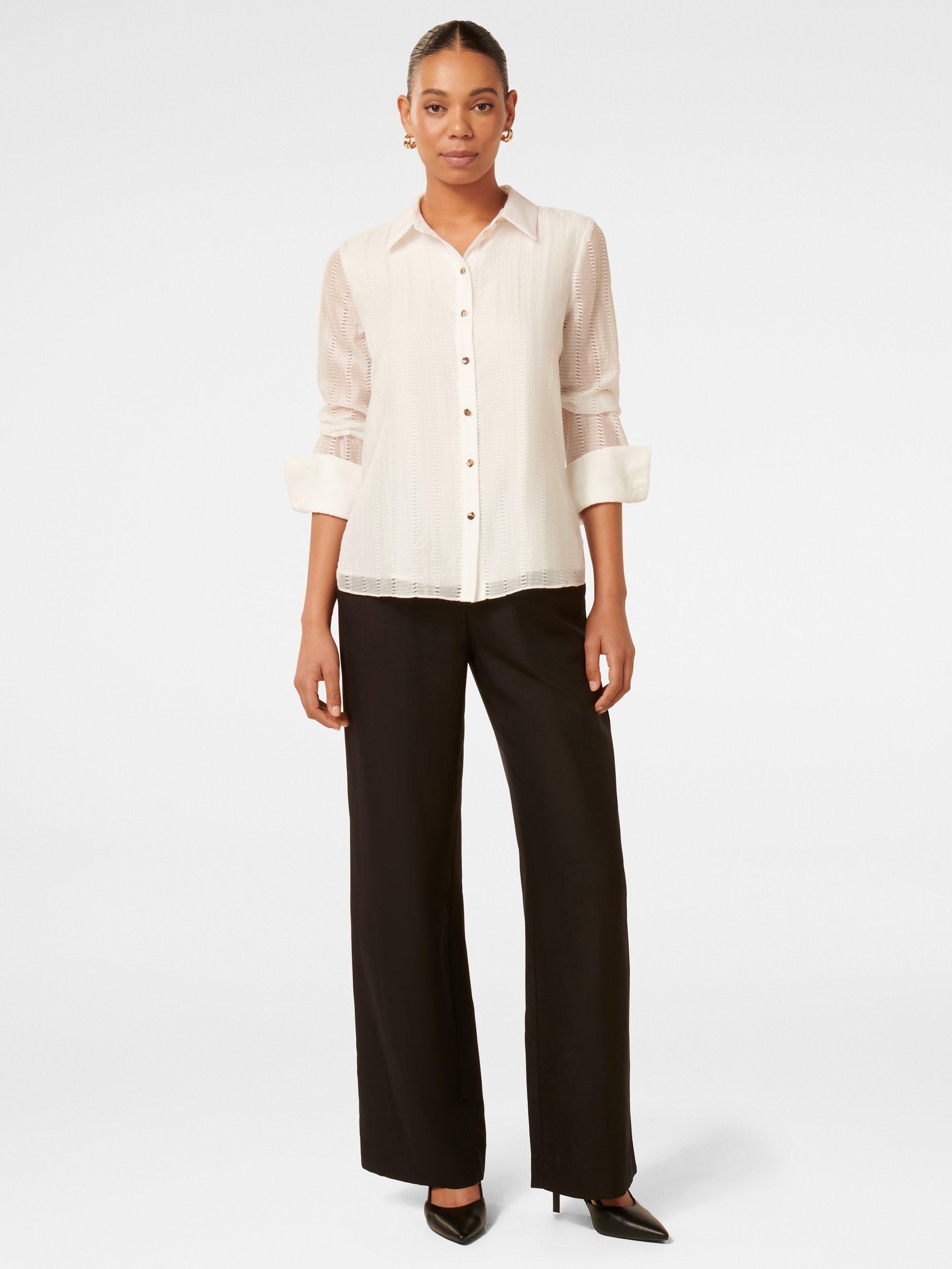 Product image 1 of 5, which shows Forever New Jacqui Textured Shirt, Ivory, 4