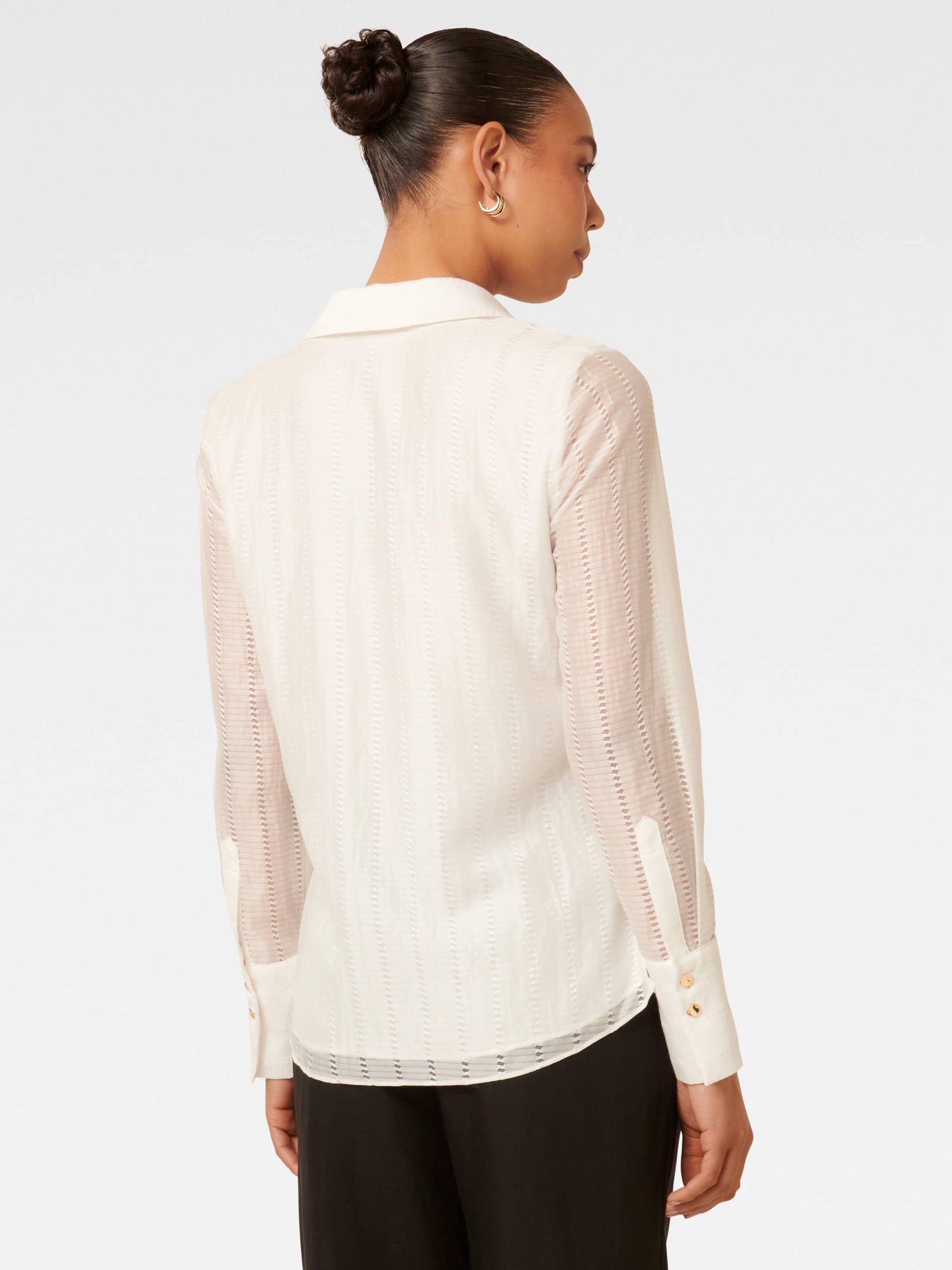 Product image 2 of 5, which shows Forever New Jacqui Textured Shirt, Ivory, 4