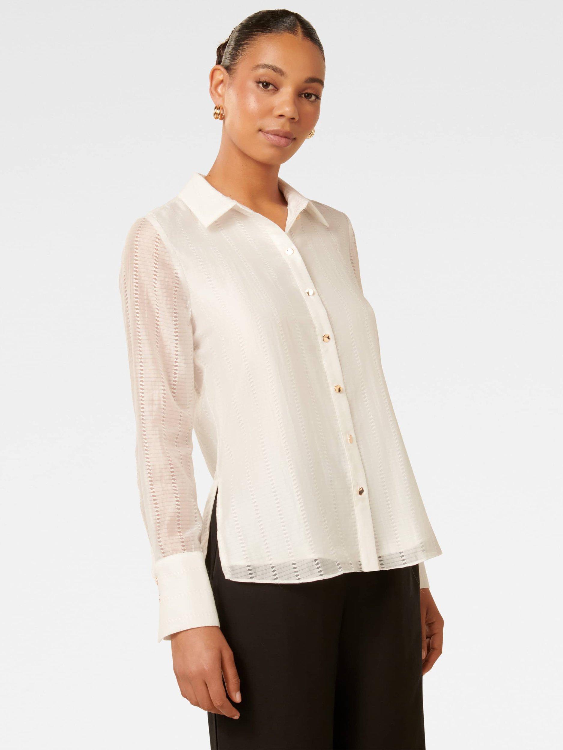 Product image 3 of 5, which shows Forever New Jacqui Textured Shirt, Ivory, 4