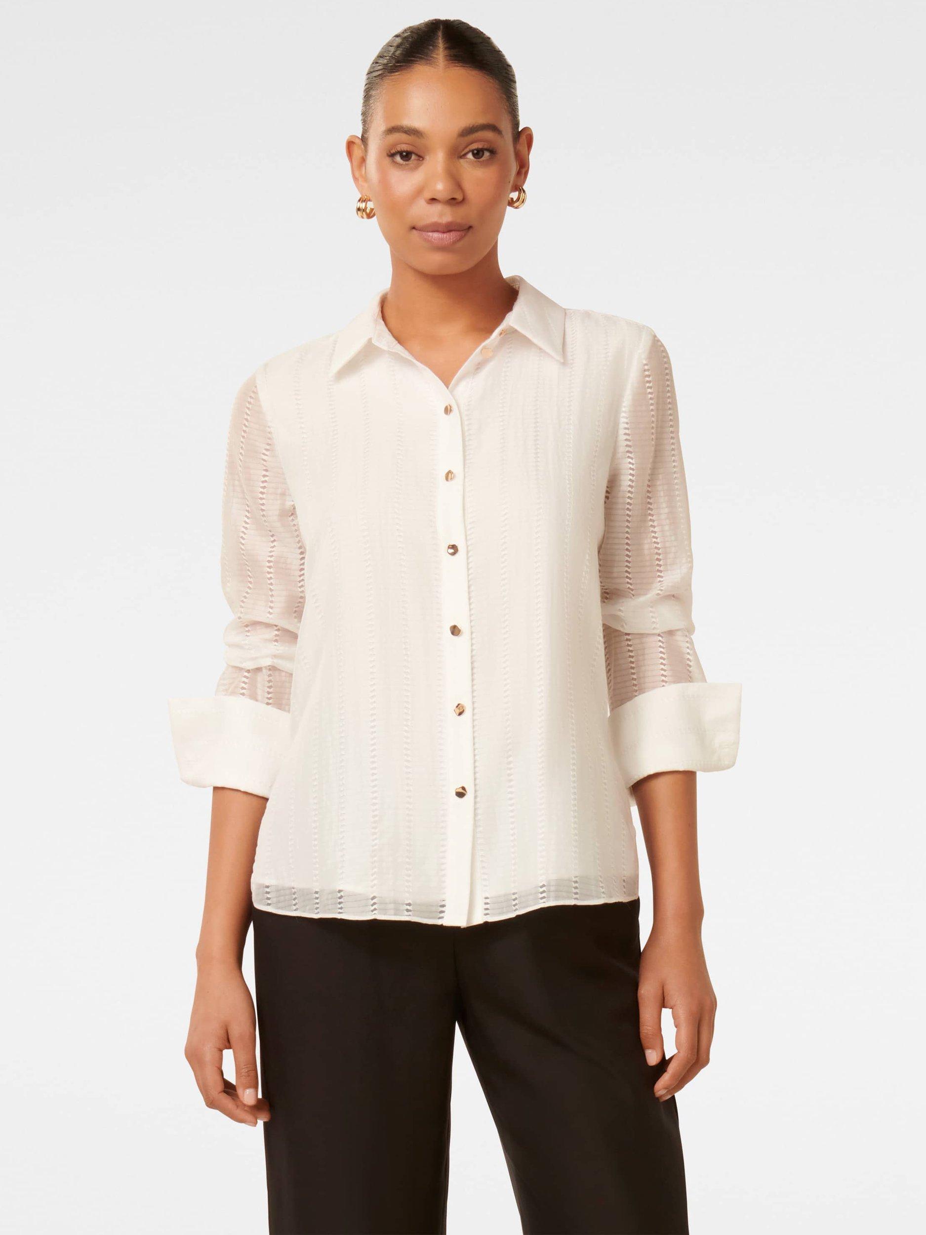 Product image 5 of 5, which shows Forever New Jacqui Textured Shirt, Ivory, 4