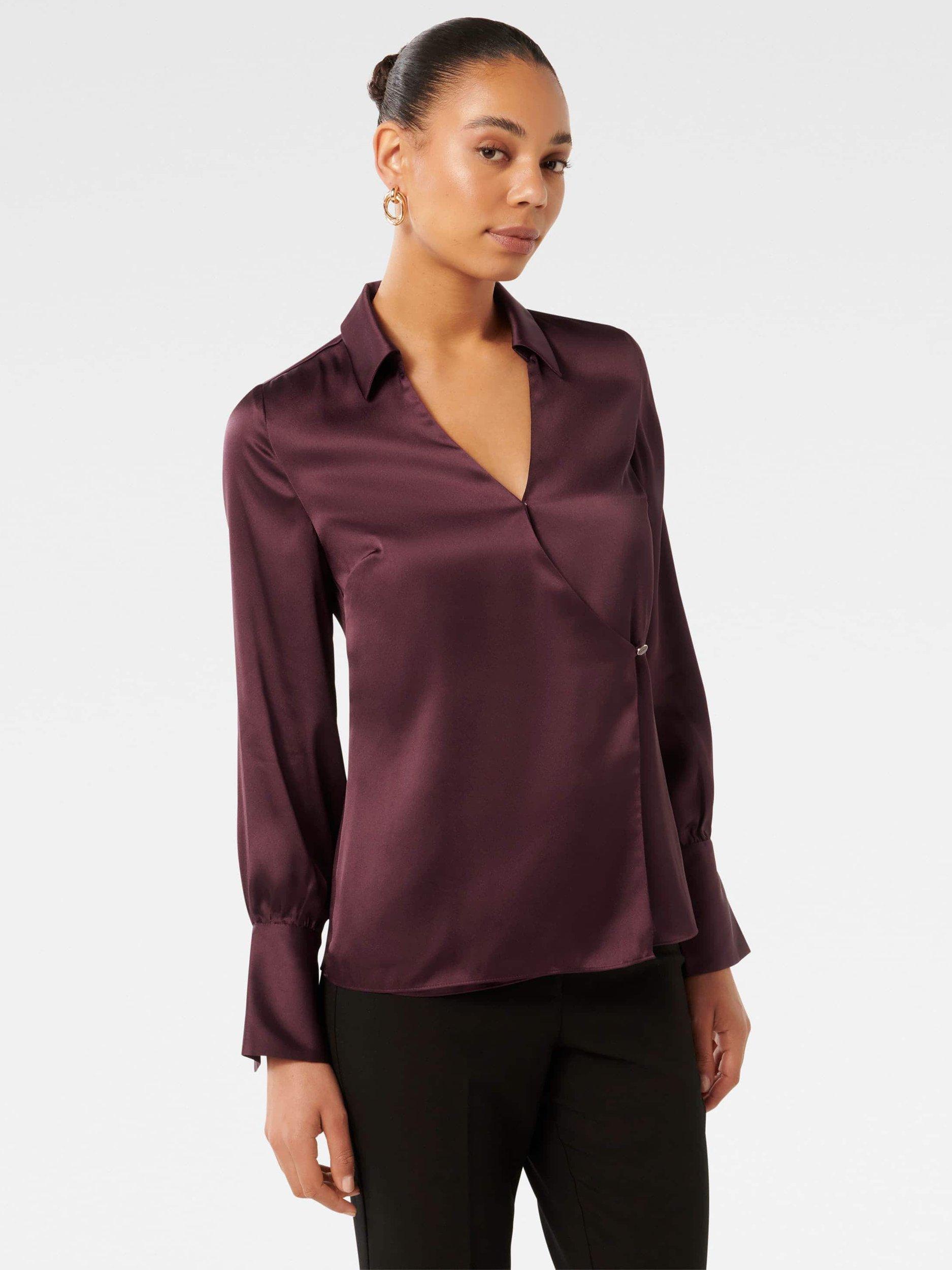 Product image 3 of 5, which shows Forever New Minnie Wrap Shirt, Imperial Port, 4