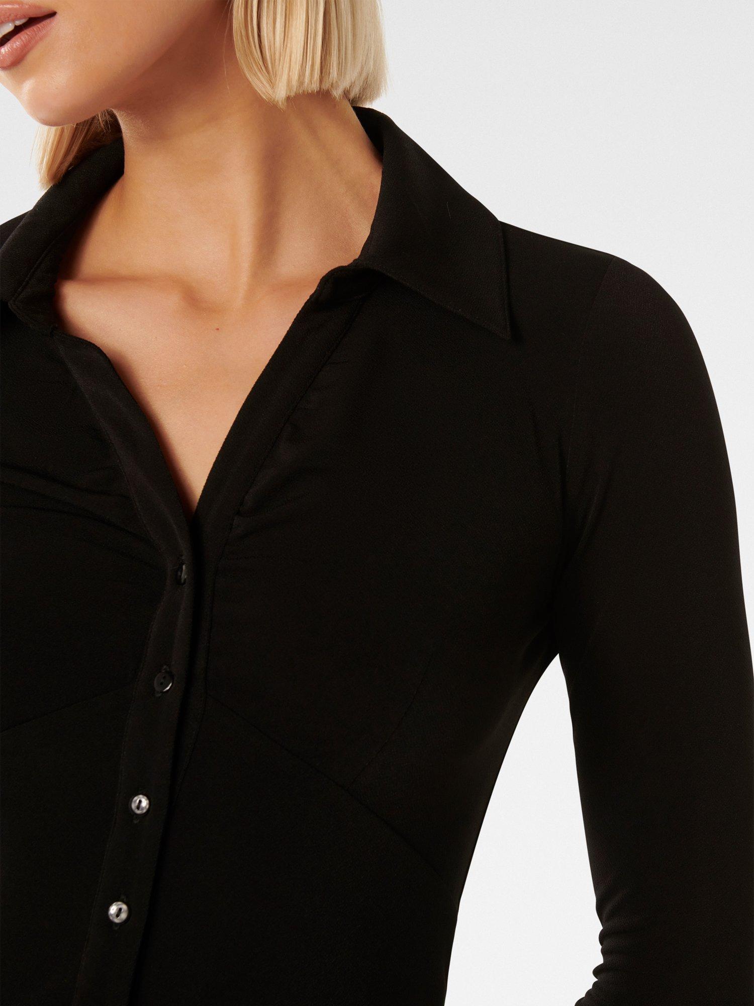 Product image 4 of 5, which shows Forever New Terri Crepe Shirt, Black, XXS