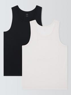 John Lewis Ultra Soft Modal Vest, Pack of 2, Black/White - view 2, Black/White