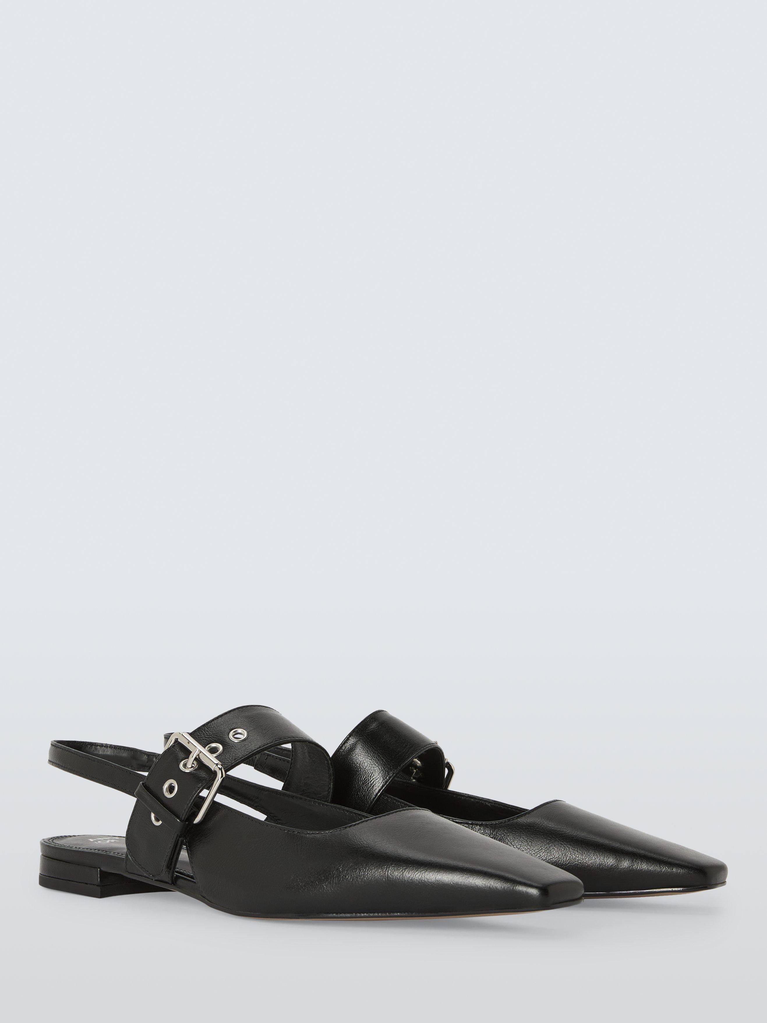 Product image 3 of 6, which shows AND/OR Bibie Leather Slingback Open Court Shoes, Black, 3