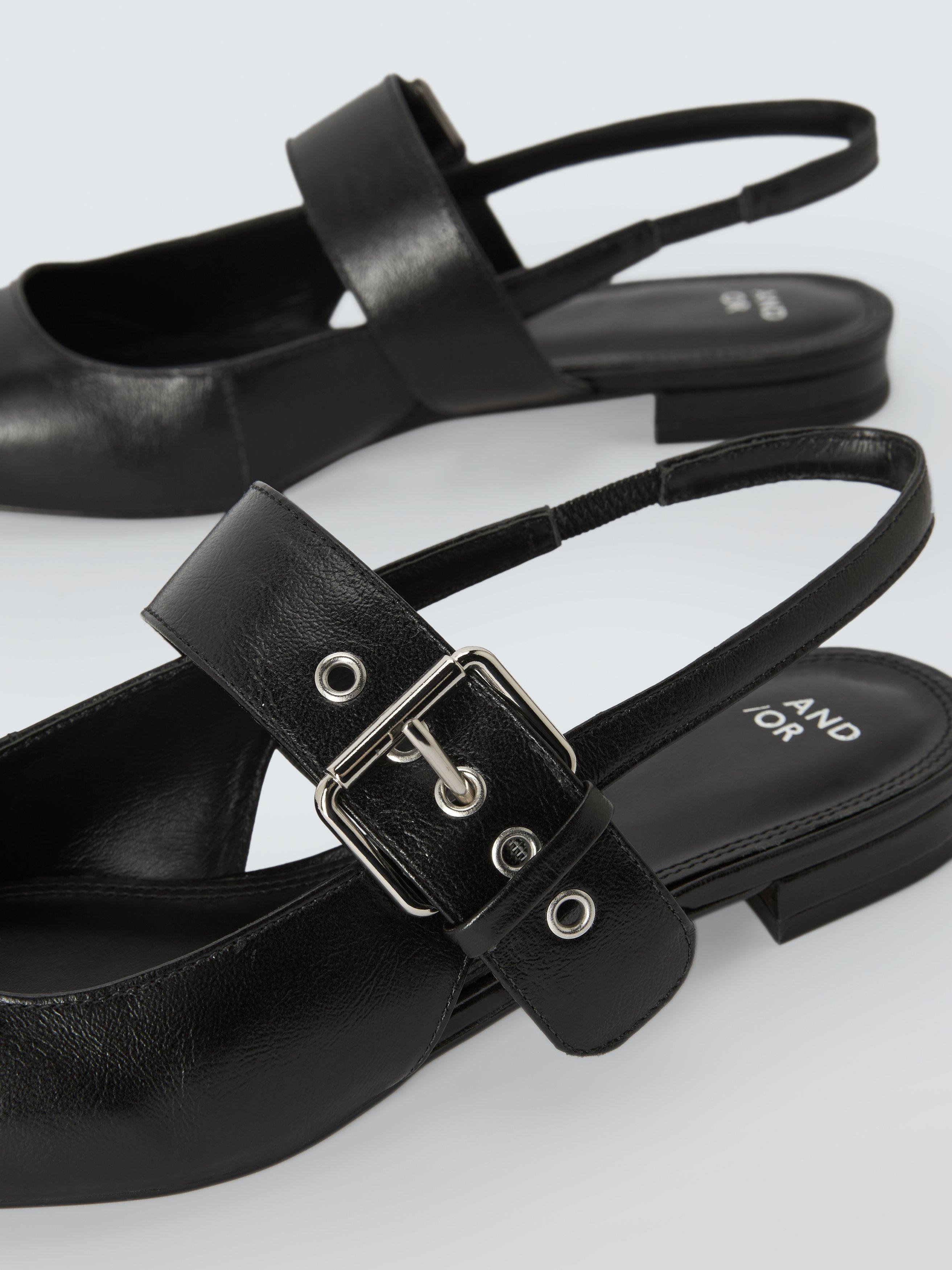 Product image 4 of 6, which shows AND/OR Bibie Leather Slingback Open Court Shoes, Black, 3