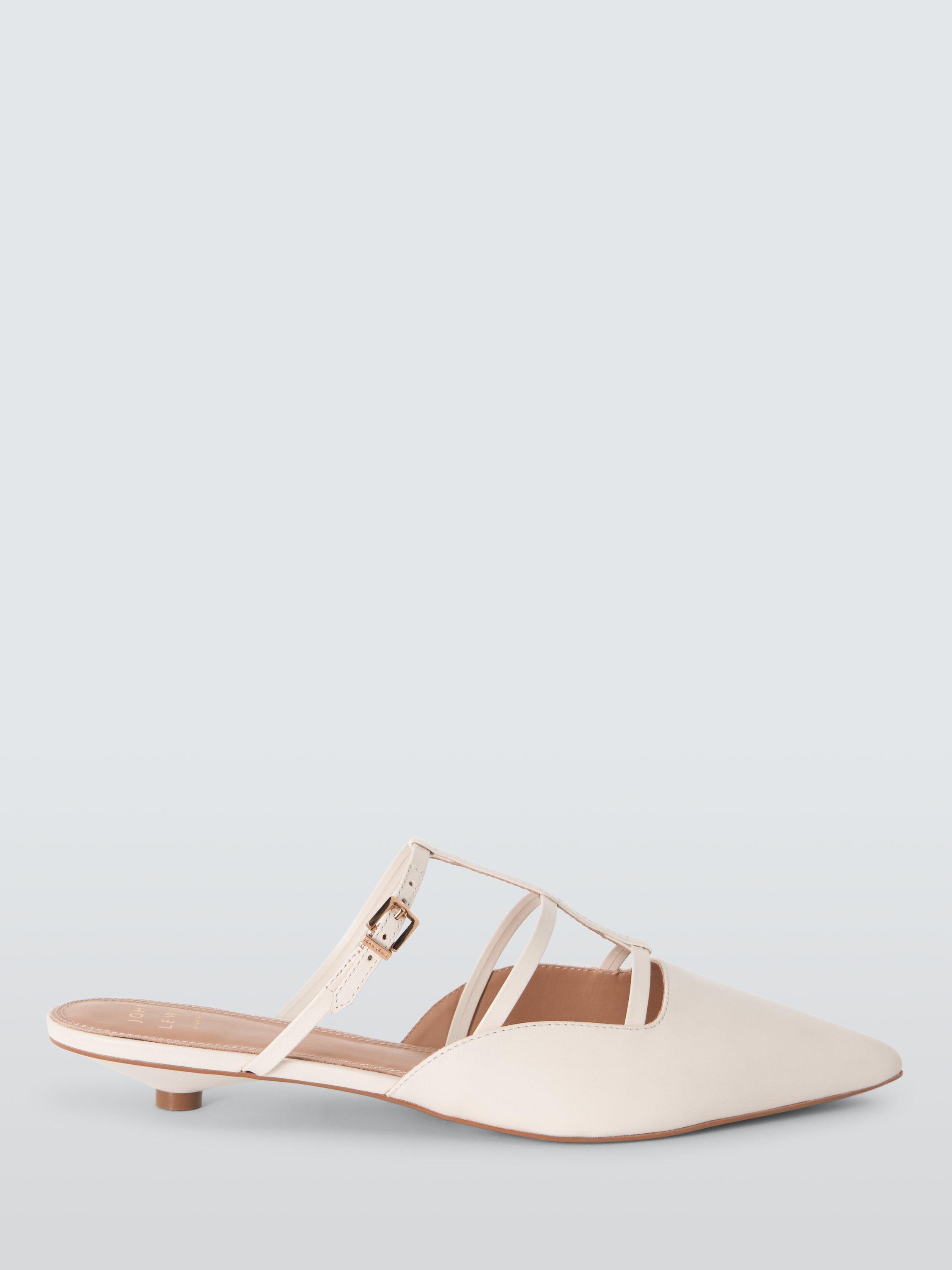 Product image 1 of 6, which shows John Lewis Dallas Leather Ultra Low Kitten Heel Pointed Mule Court Shoes, Off White, 3