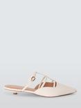 John Lewis Dallas Leather Ultra Low Kitten Heel Pointed Mule Court Shoes, Off White