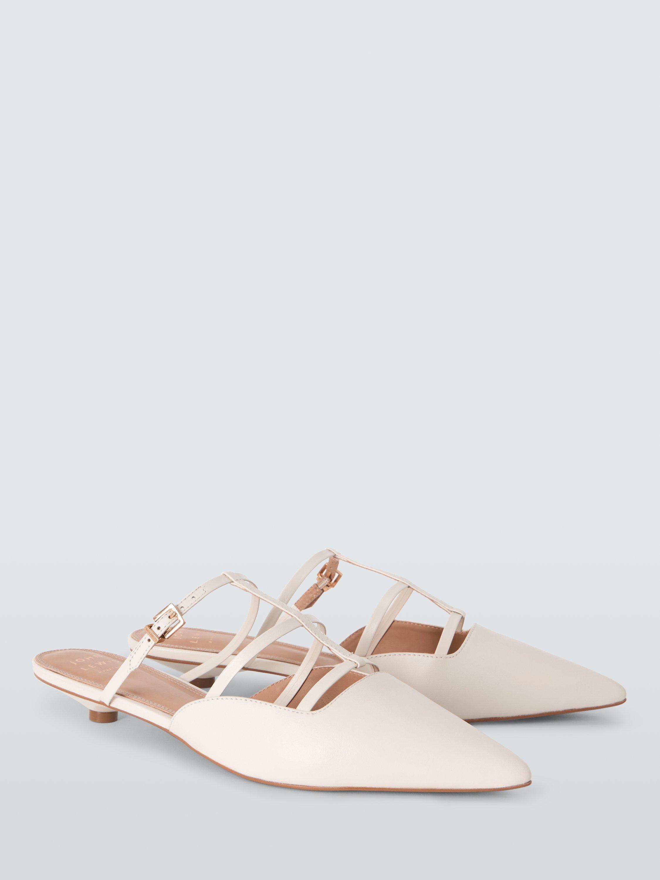 Product image 3 of 6, which shows John Lewis Dallas Leather Ultra Low Kitten Heel Pointed Mule Court Shoes, Off White, 3