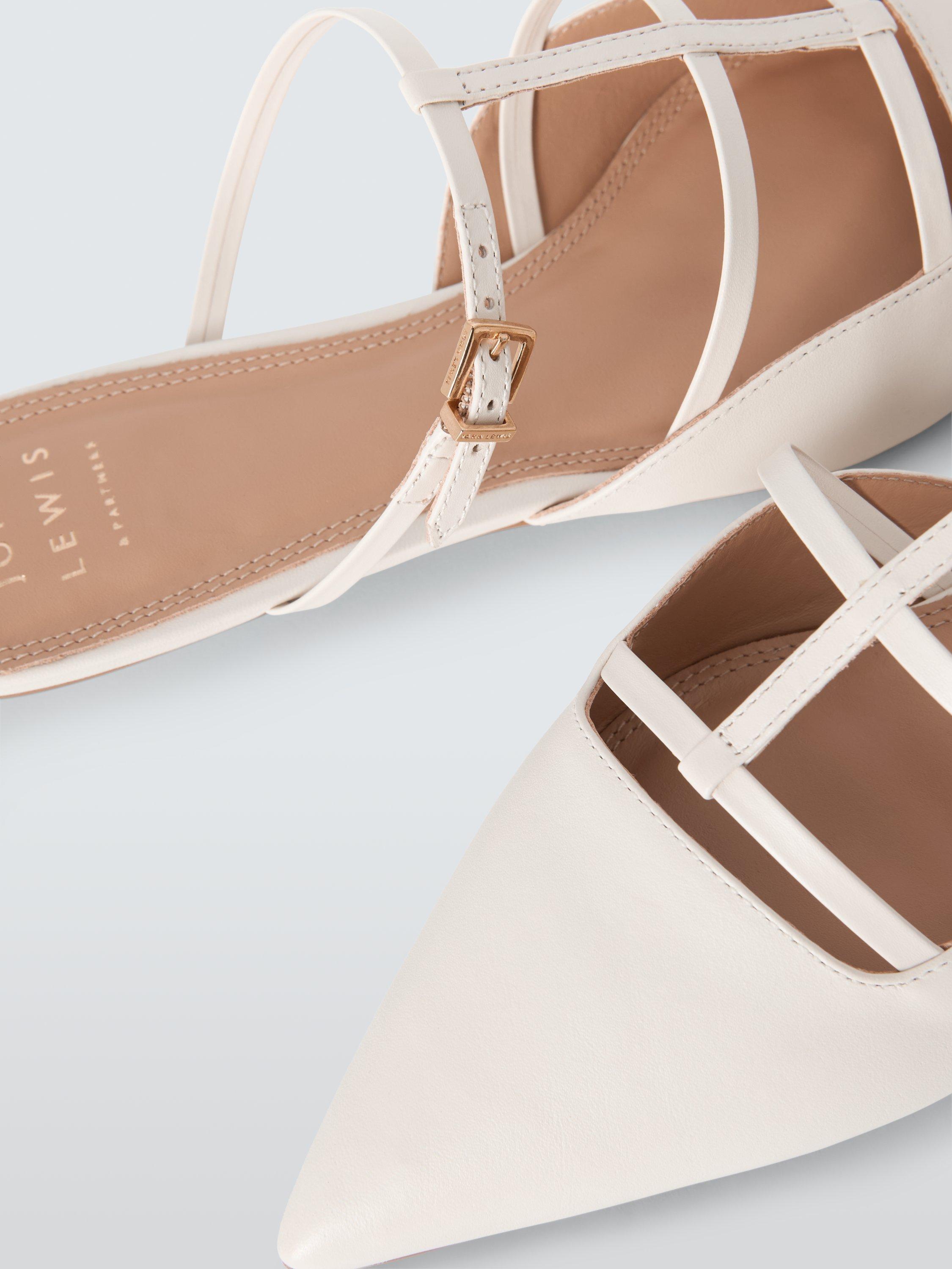 Product image 4 of 6, which shows John Lewis Dallas Leather Ultra Low Kitten Heel Pointed Mule Court Shoes, Off White, 3