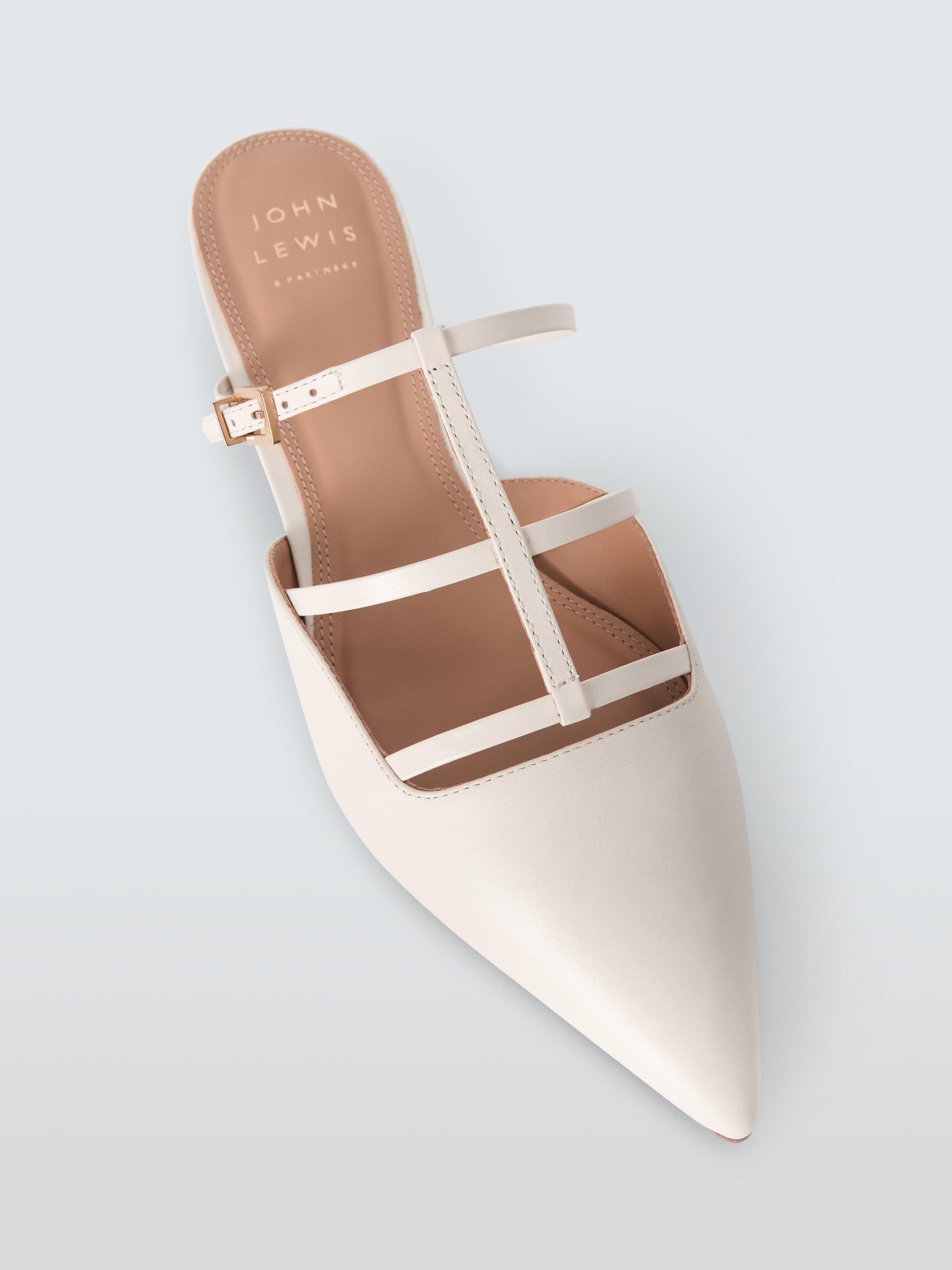 Product image 5 of 6, which shows John Lewis Dallas Leather Ultra Low Kitten Heel Pointed Mule Court Shoes, Off White, 3