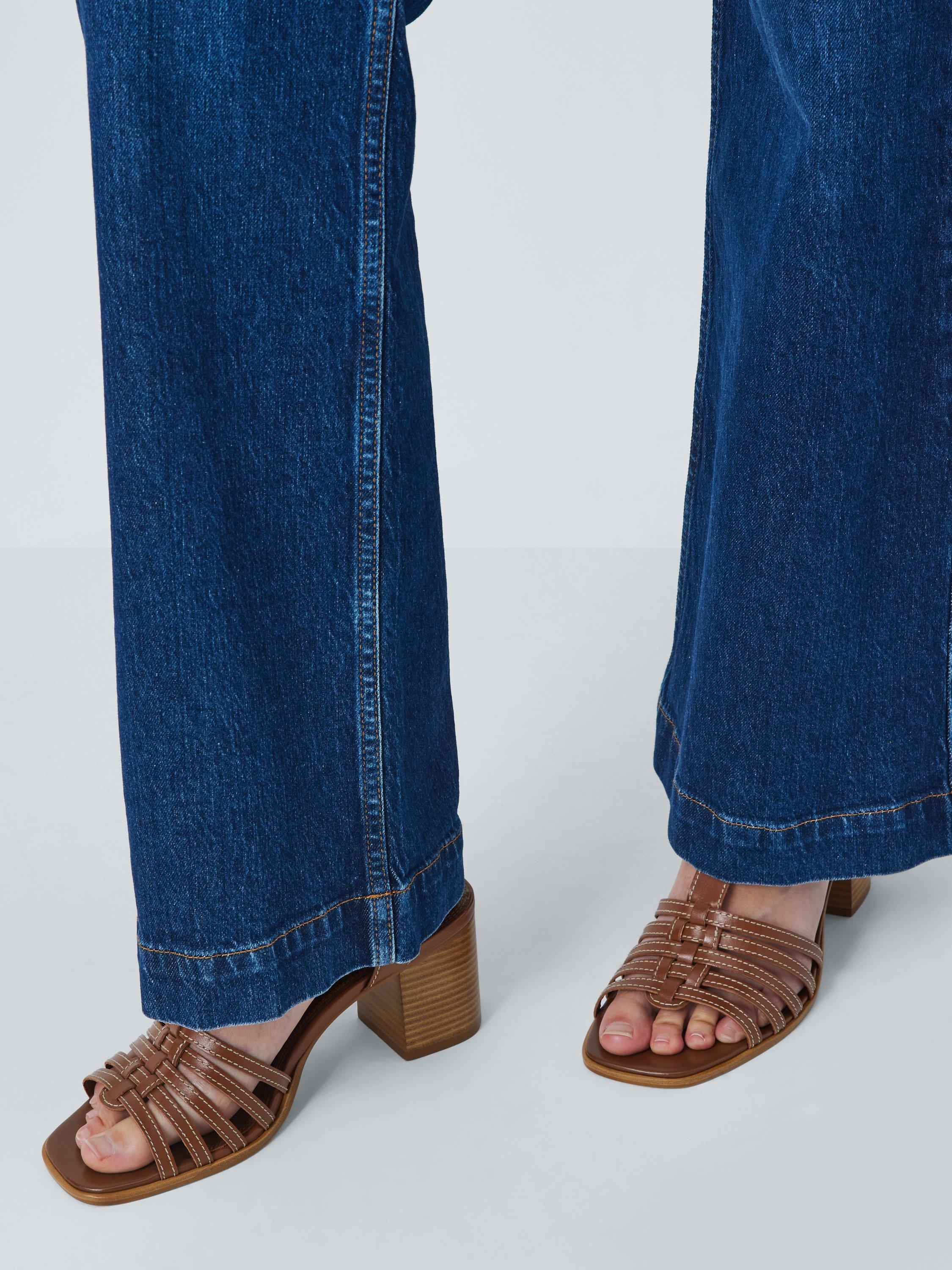 Product image 2 of 6, which shows John Lewis Mali Leather T-Bar Block Heel Casual Sandals, Dark Tan, 3