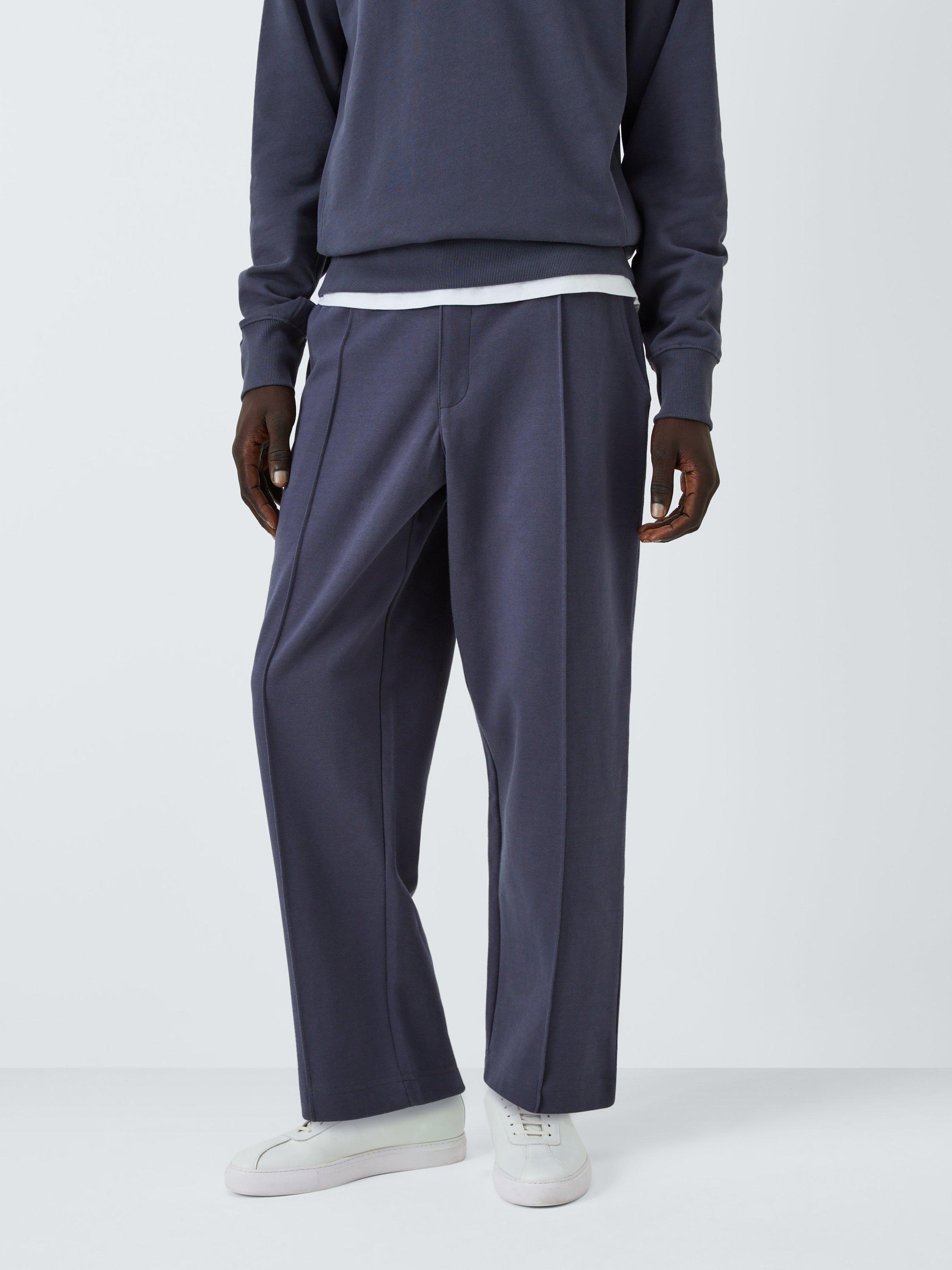 Product image 1 of 6, which shows Cotton Blend Jersey Pleated Trousers, Ebony, S