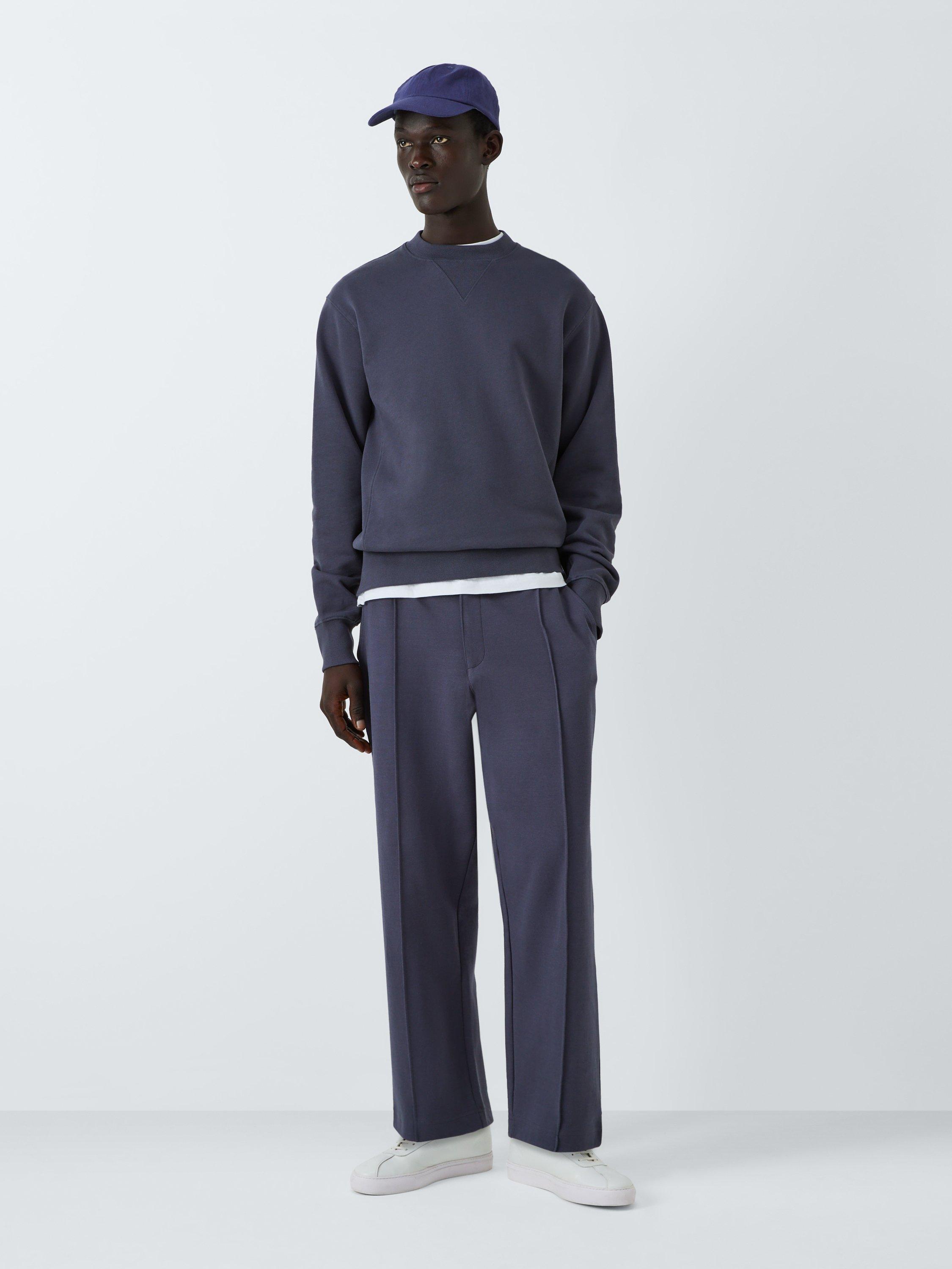 Product image 3 of 6, which shows Cotton Blend Jersey Pleated Trousers, Ebony, S