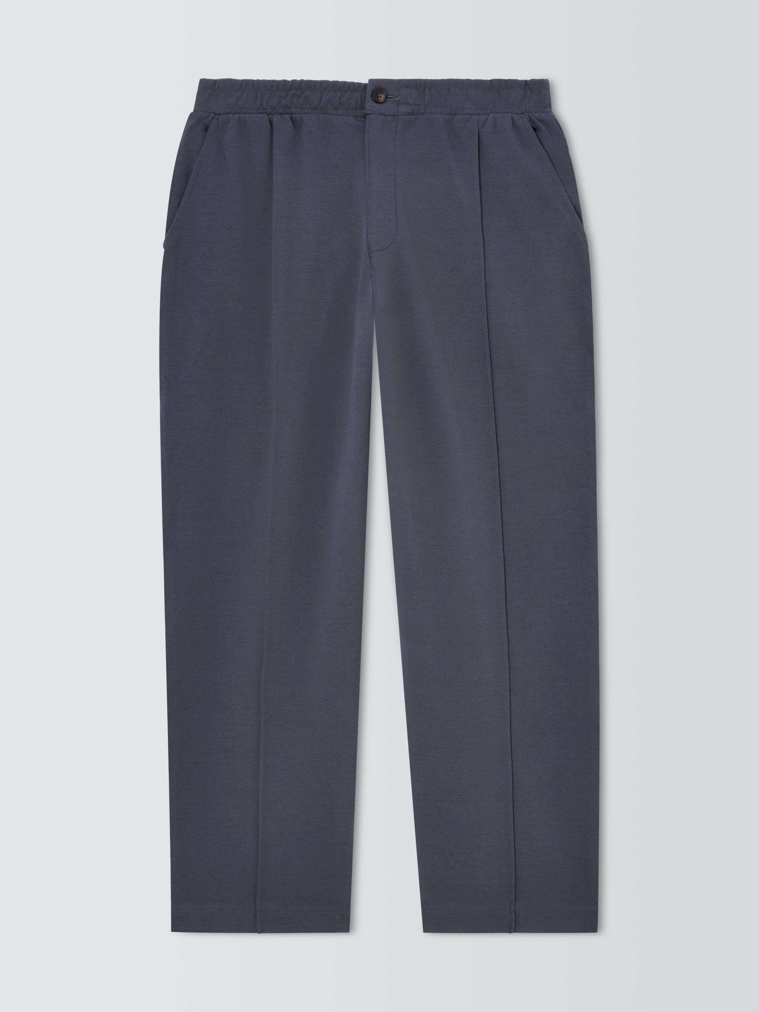Product image 4 of 6, which shows Cotton Blend Jersey Pleated Trousers, Ebony, S