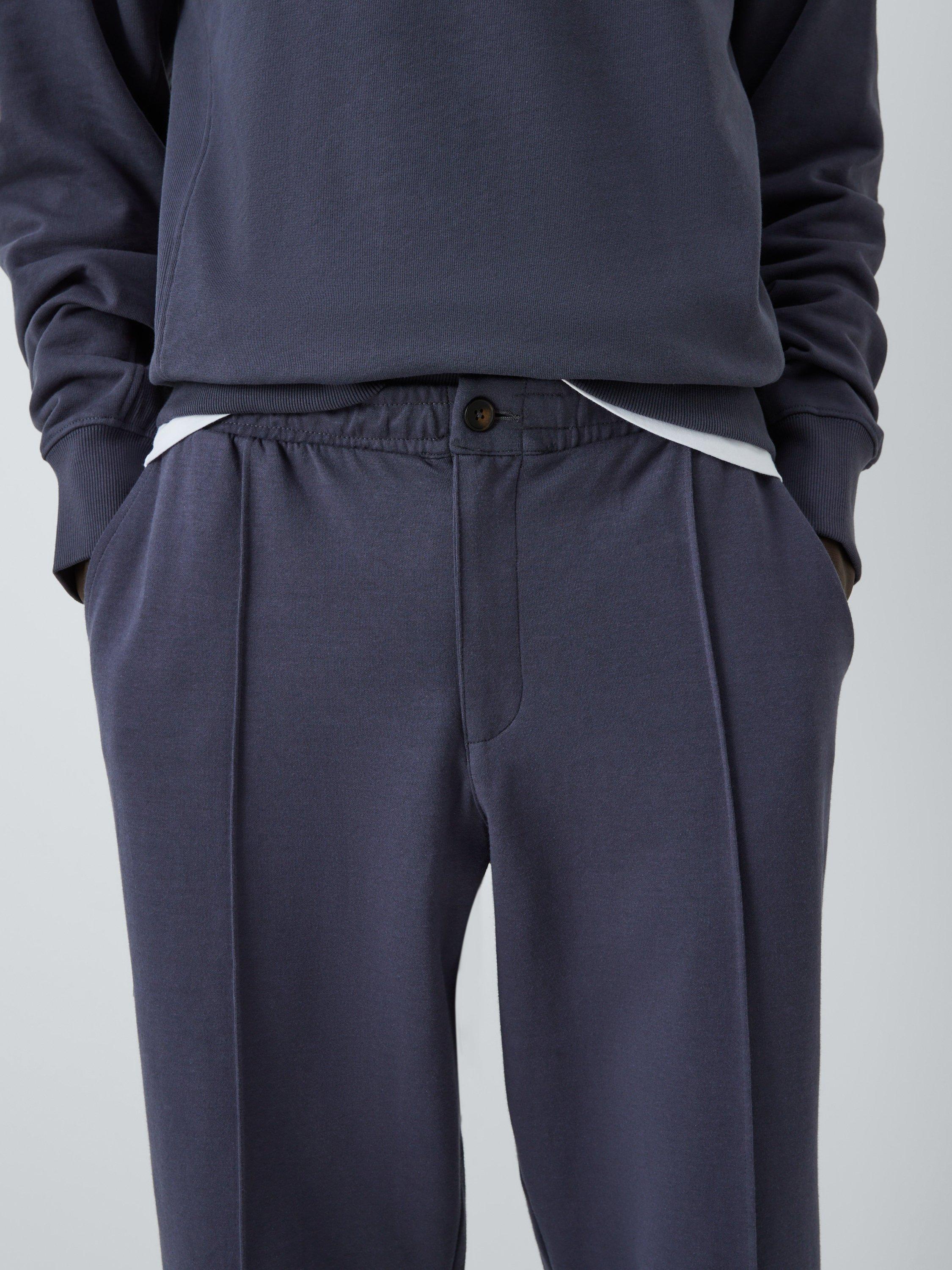 Product image 5 of 6, which shows Cotton Blend Jersey Pleated Trousers, Ebony, S