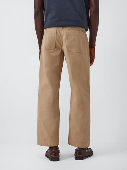 John Lewis Double Knee Canvas Trousers - view 2, Sand