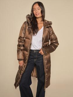 MOS MOSH Nova Metallic Down Puffer Coat, Brown, Brown
