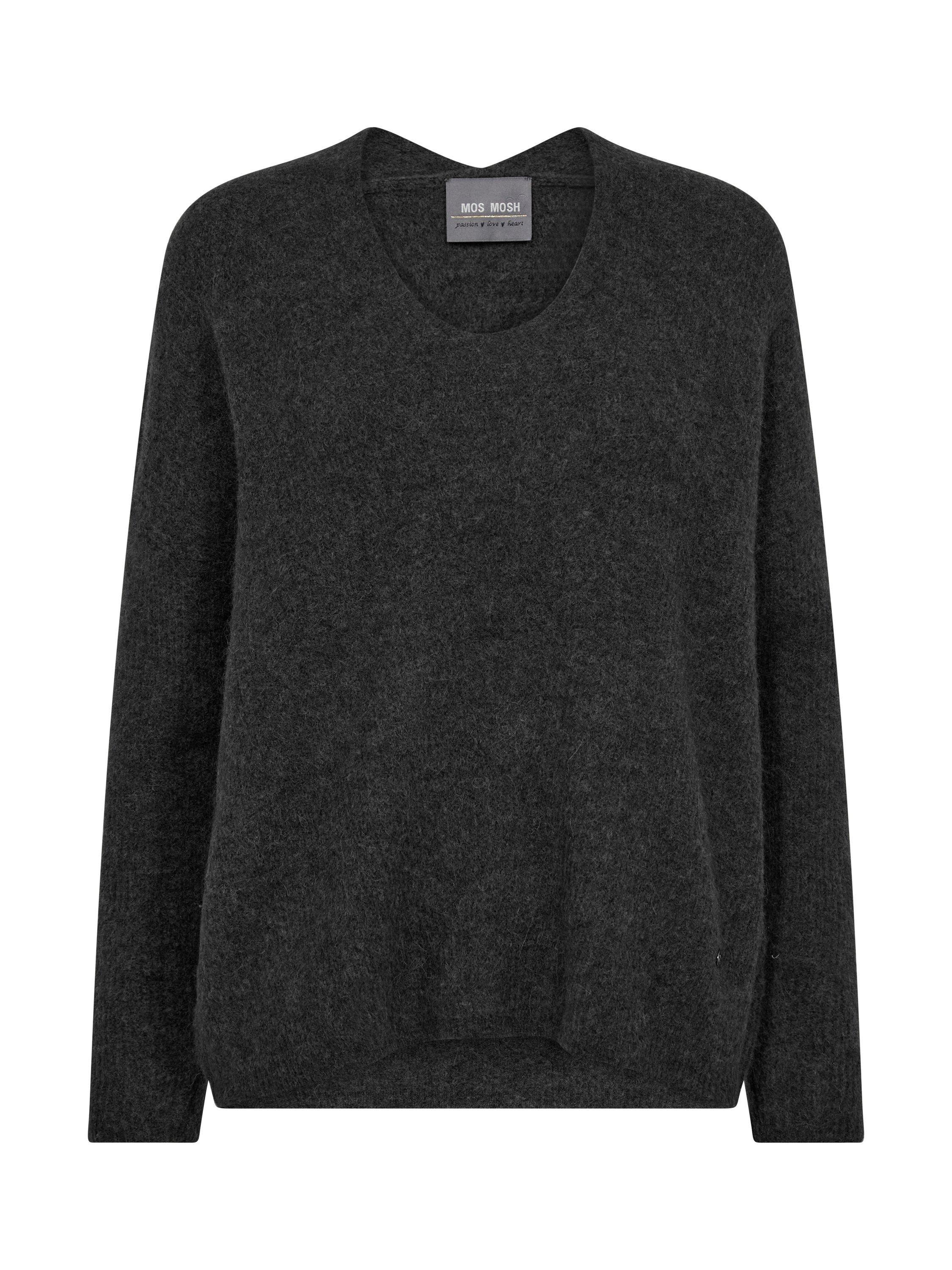 Product image 3 of 4, which shows MOS MOSH Thora V-Neck Wool Blend Jumper, Phantom, XS