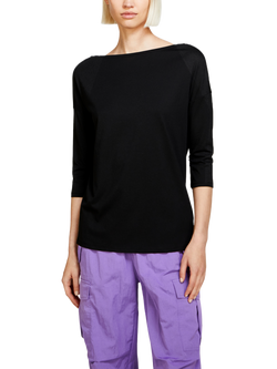 SISLEY Boat Neck T-Shirt, Black