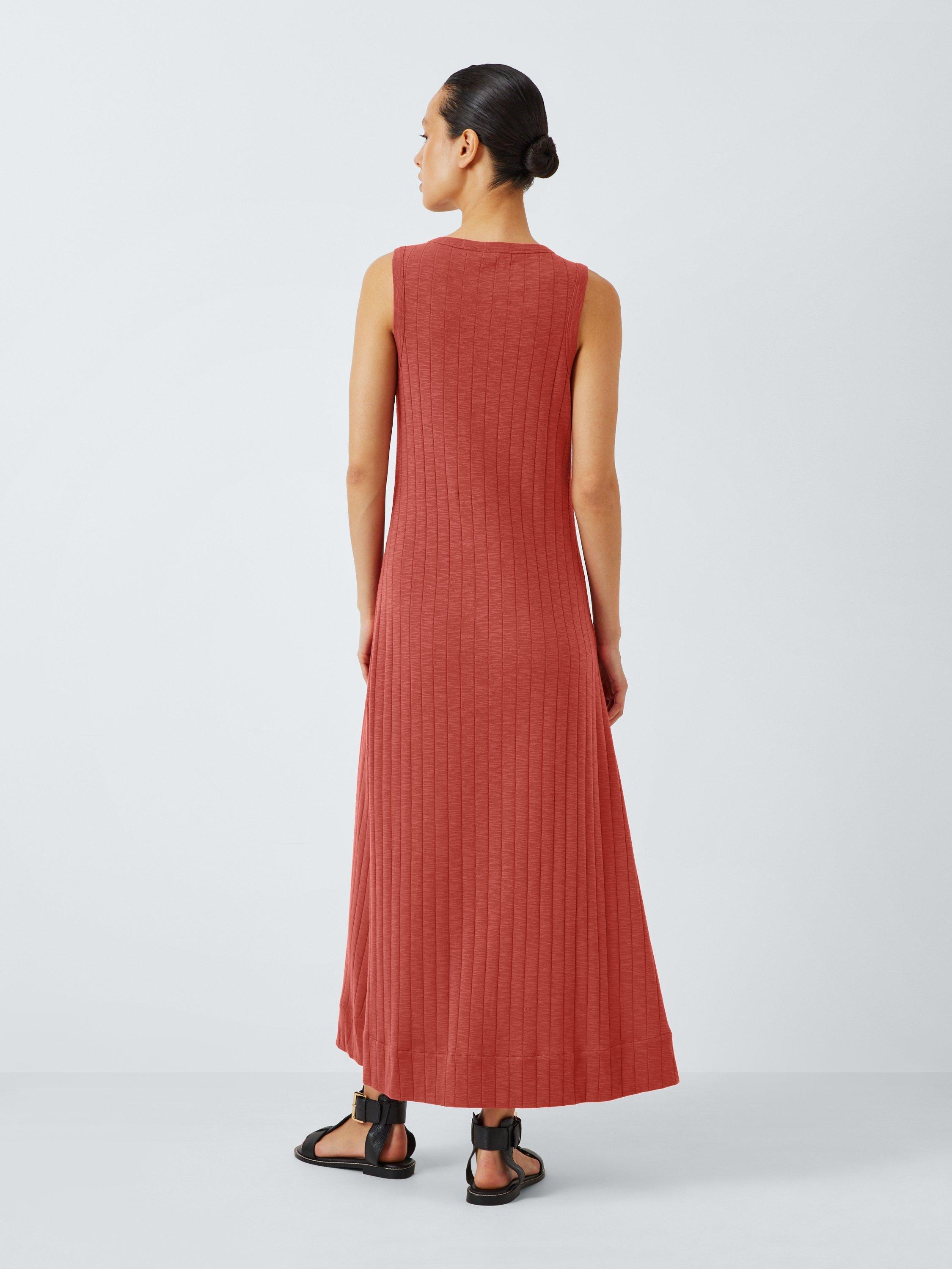 Product image 2 of 6, which shows AND/OR Slub Rib Tank Jersey Dress, Red, 6