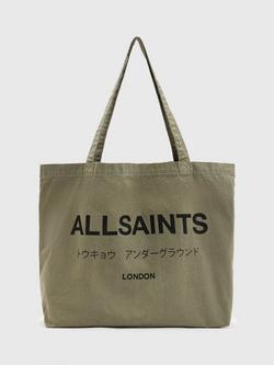 AllSaints Underground Tote Bag, Green/Black