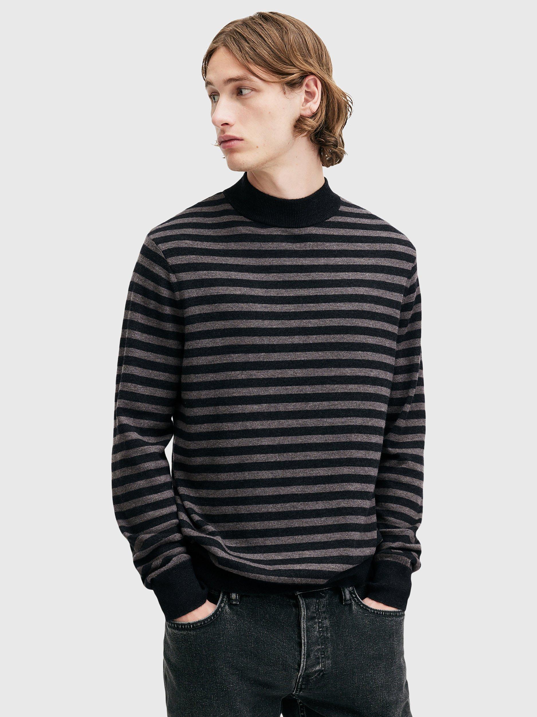 AllSaints Andi Funnel Neck Jumper, Grey Multi Grey