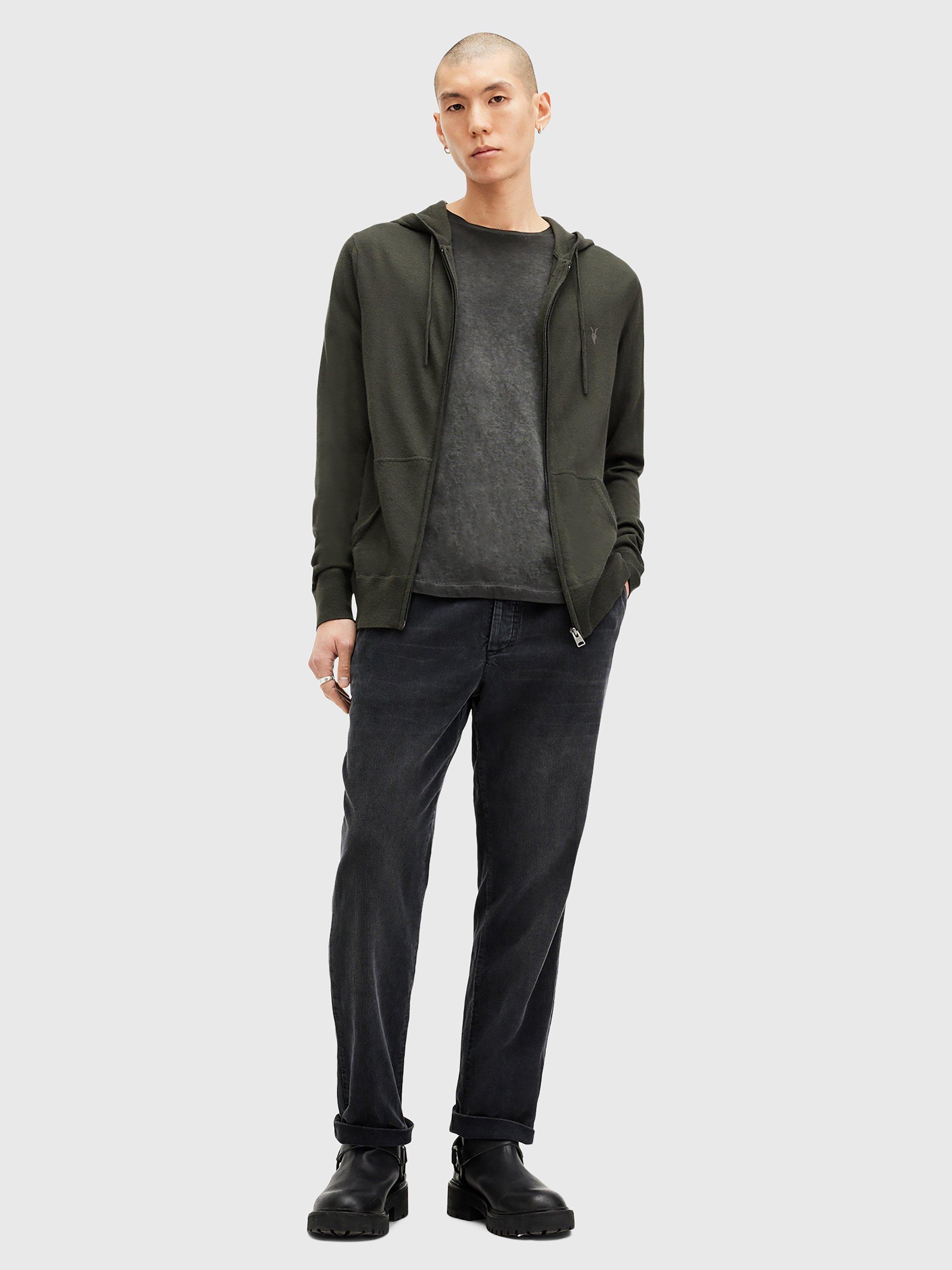Product image 3 of 7, which shows AllSaints Mode Merino Zip Hoodie, Grange Green, XS