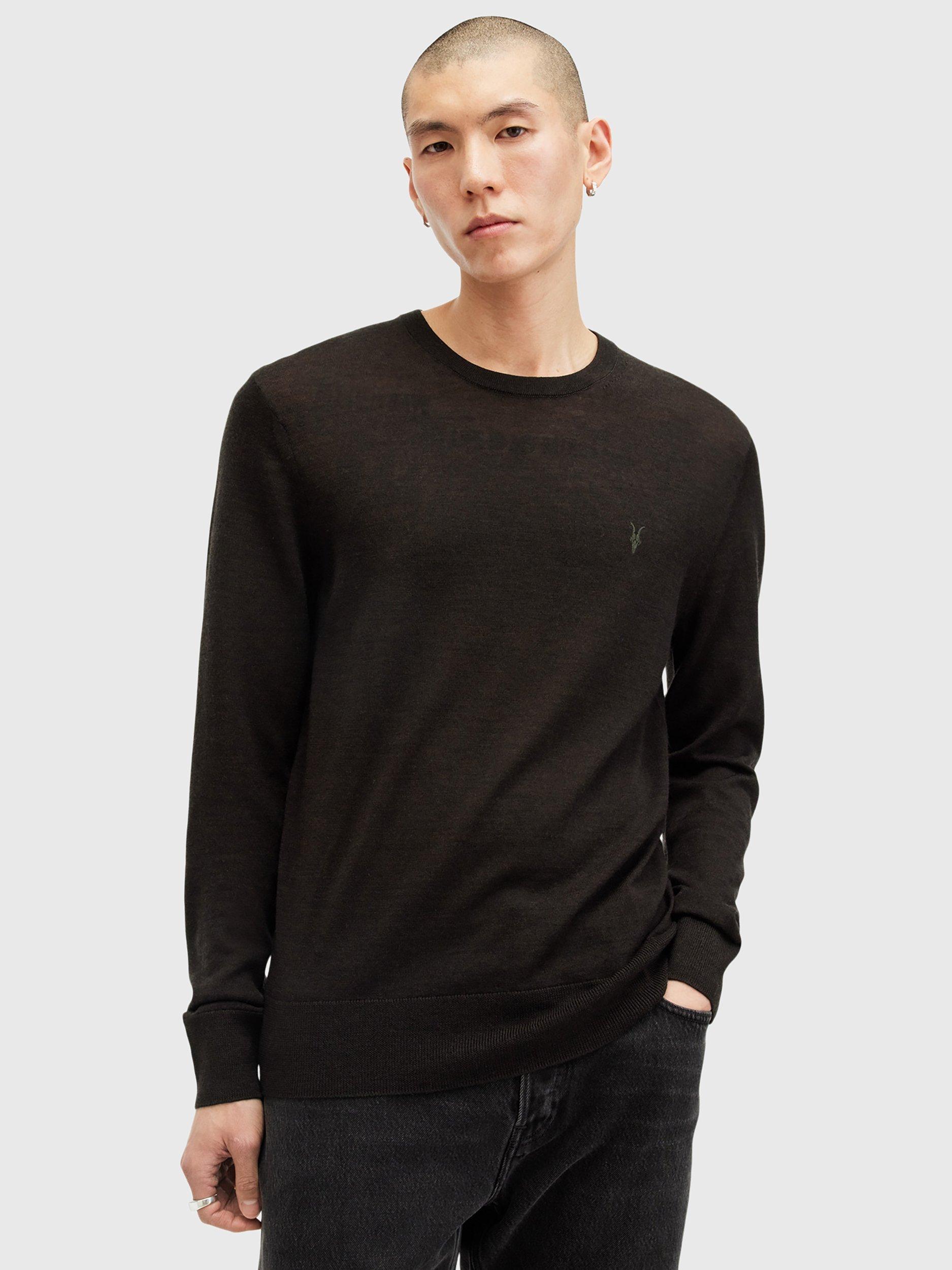 AllSaints Mode Merino Crew Jumper, Coffee Brown