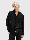 AllSaints Ando Relaxed Fit Sheer Shirt, Black
