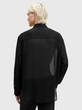 AllSaints Ando Relaxed Fit Sheer Shirt, Black