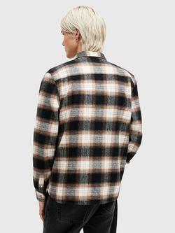 AllSaints Mercy Organic Cotton Relaxed Fit Check Shirt, Rusty Orange - view 2, Rusty Orange