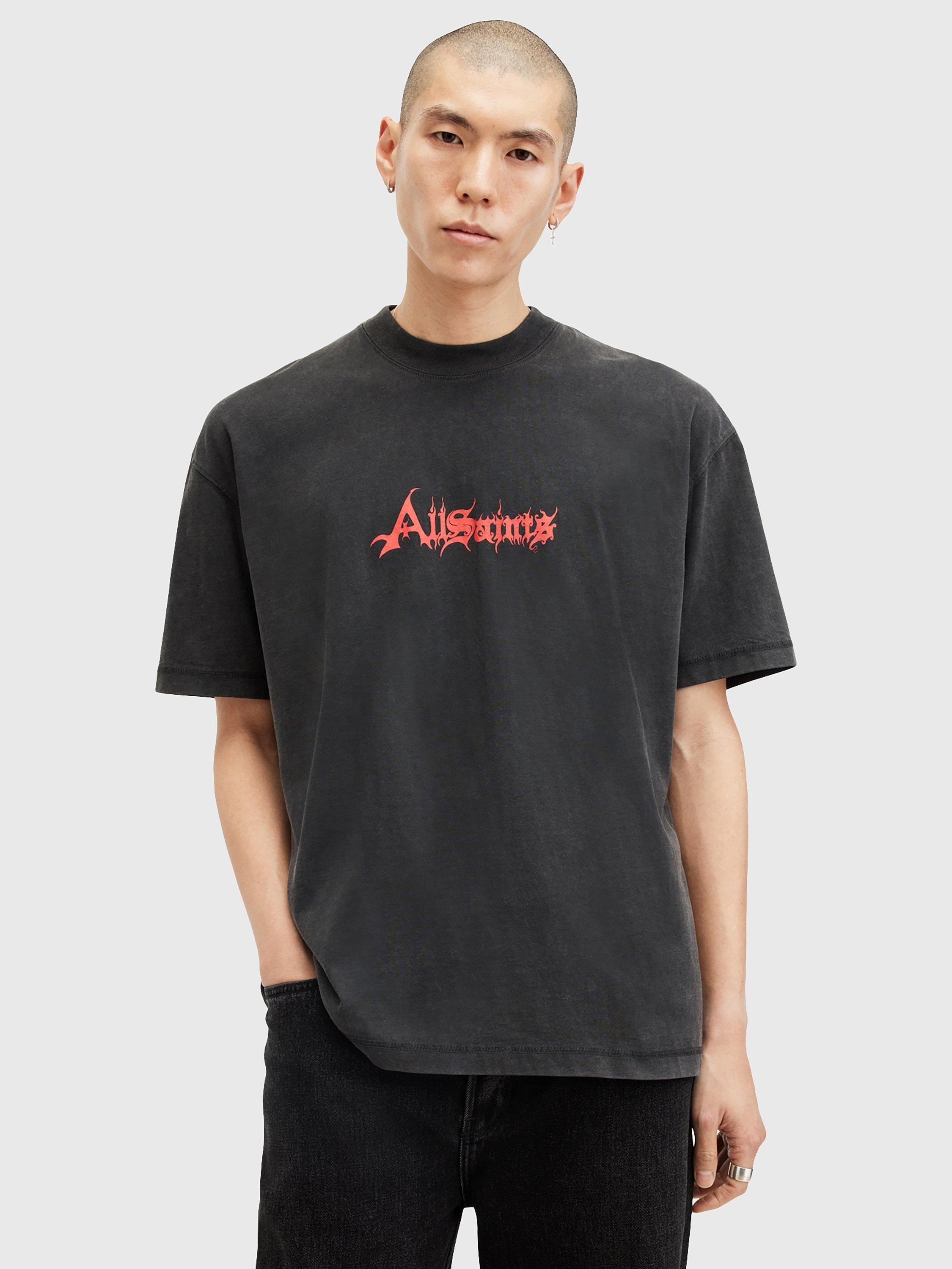 AllSaints Damienz Organic Cotton Oversized Fit Short Sleeve Graphic T-Shirt