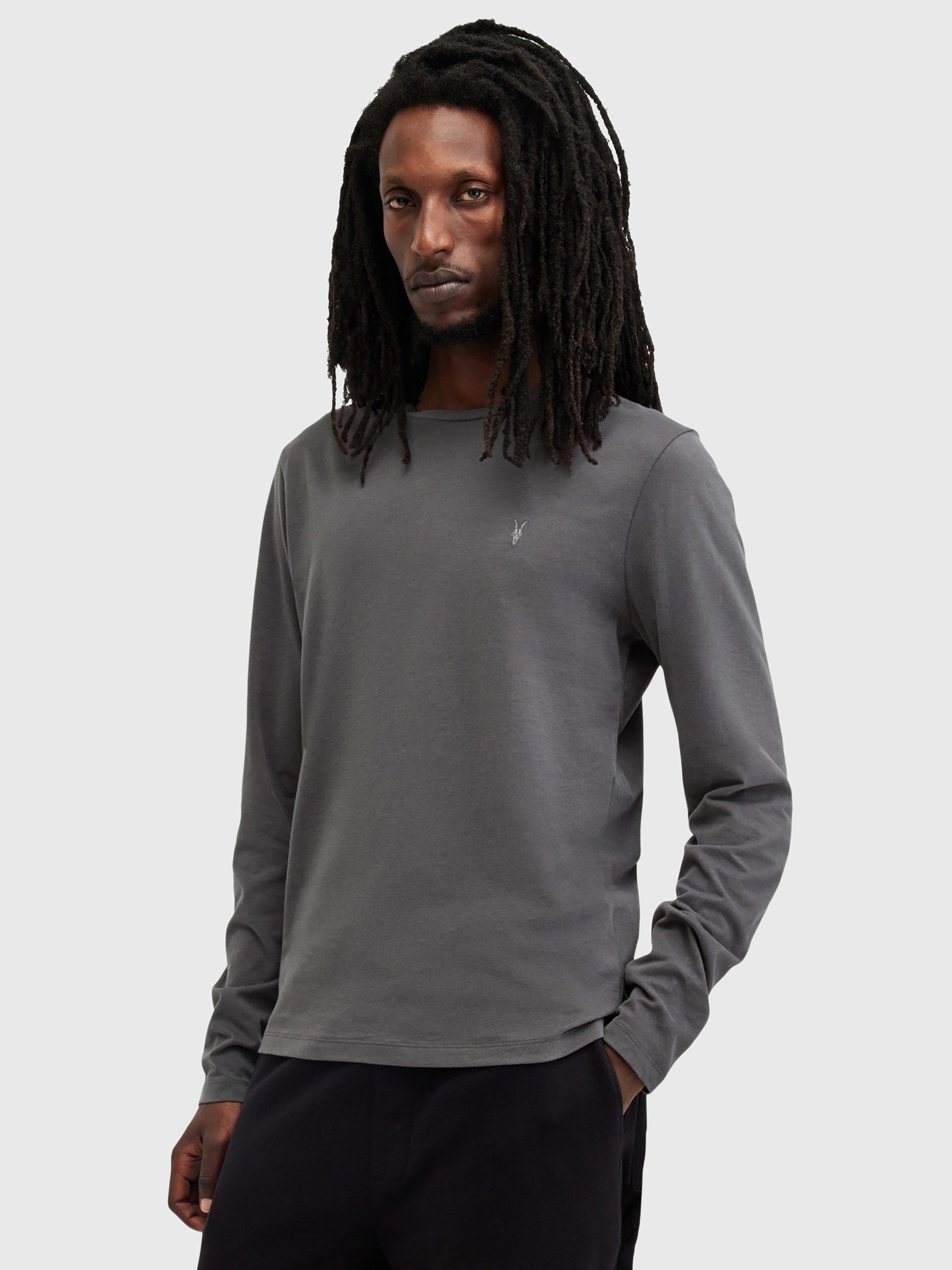 AllSaints Brace Organic Cotton Long Sleeve Top, Bond Blue