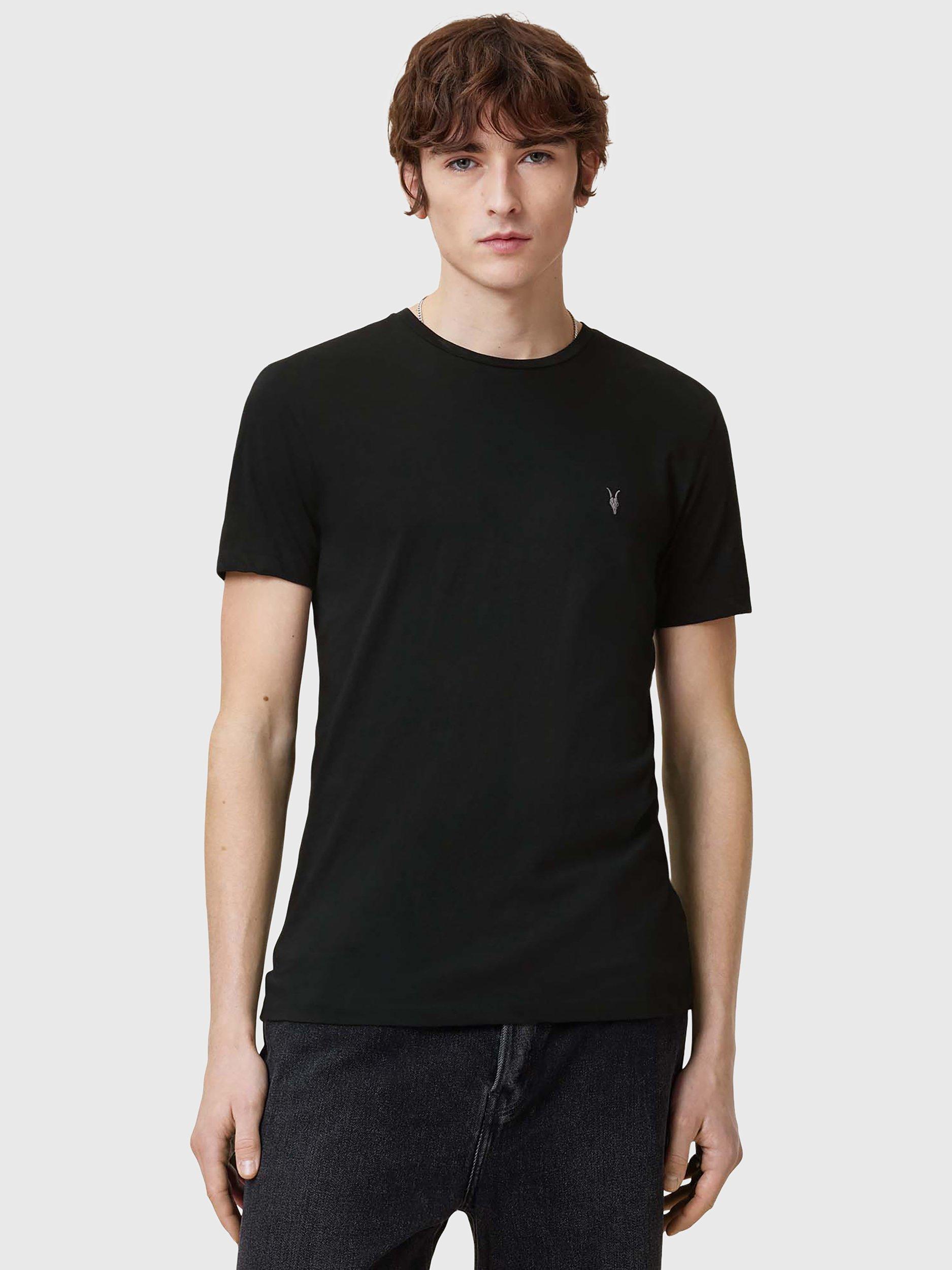 Product image 1 of 7, which shows AllSaints Tonic Organic Cotton Crew T-Shirt, Black, L